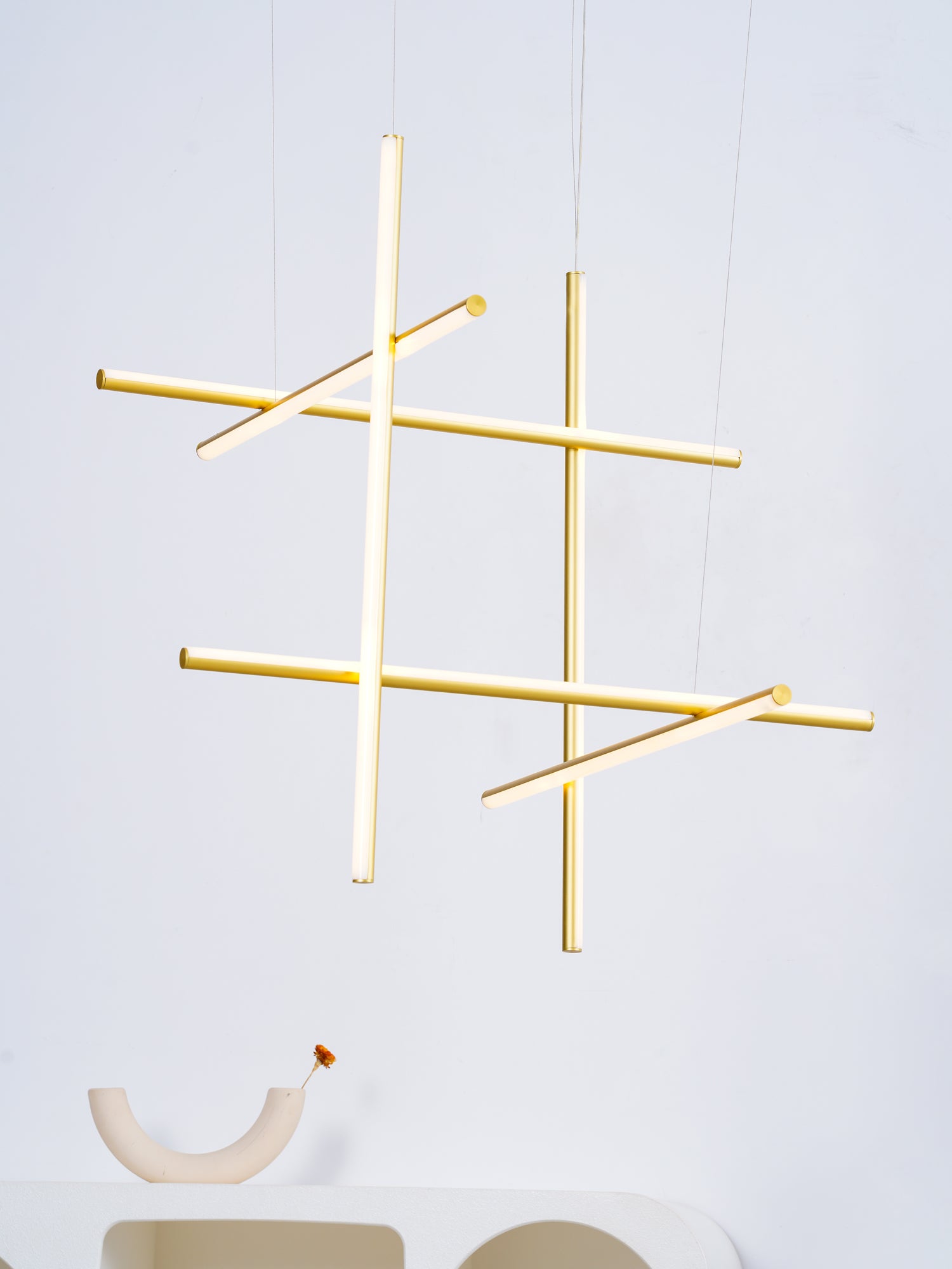 Modern Gridline Linear Chandelier - Sleek LED Pendant Lighting Fixture for Dining Room, Kitchen Island & Contemporary Home Decor