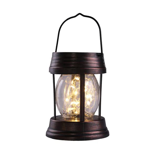 2 Pack Vintage Solar Lanterns - Waterproof IP64 LED Solar Powered Hanging Lights, Classic Retro Outdoor Decorative Fairy Lights for Garden, Patio, Pathway & Backyard Landscape Lighting