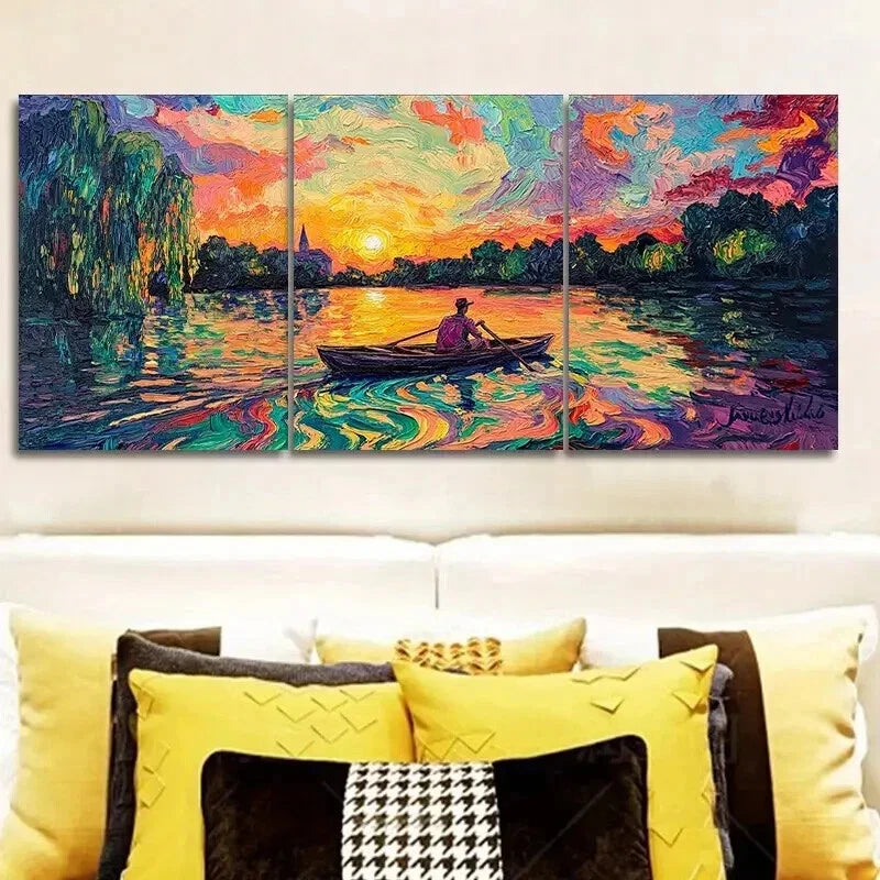 3-Piece Abandoned Lake Wall Art Set - Framed Canvas Prints 50x70cm (20x28in) | High Quality Australian Made Wall Decor | Ready to Hang | Perfect for Living Room, Bedroom & Office Decor