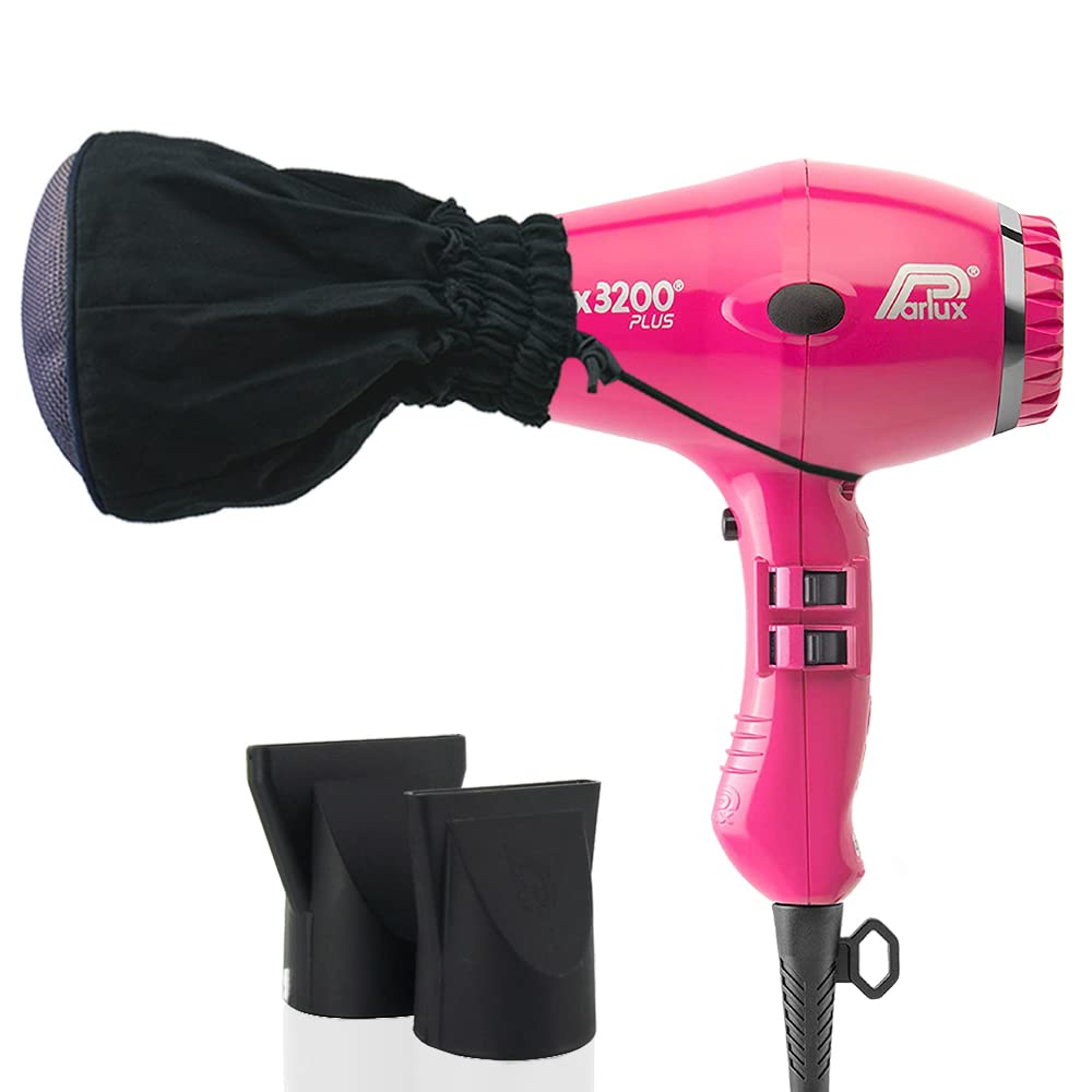 Parlux 3200 Plus Fuchsia Professional Hair Dryer with Metal Mesh Diffuser - Salon Quality Blow Dryer for Smooth & Voluminous Hair - Perfect for Home & Salon Styling