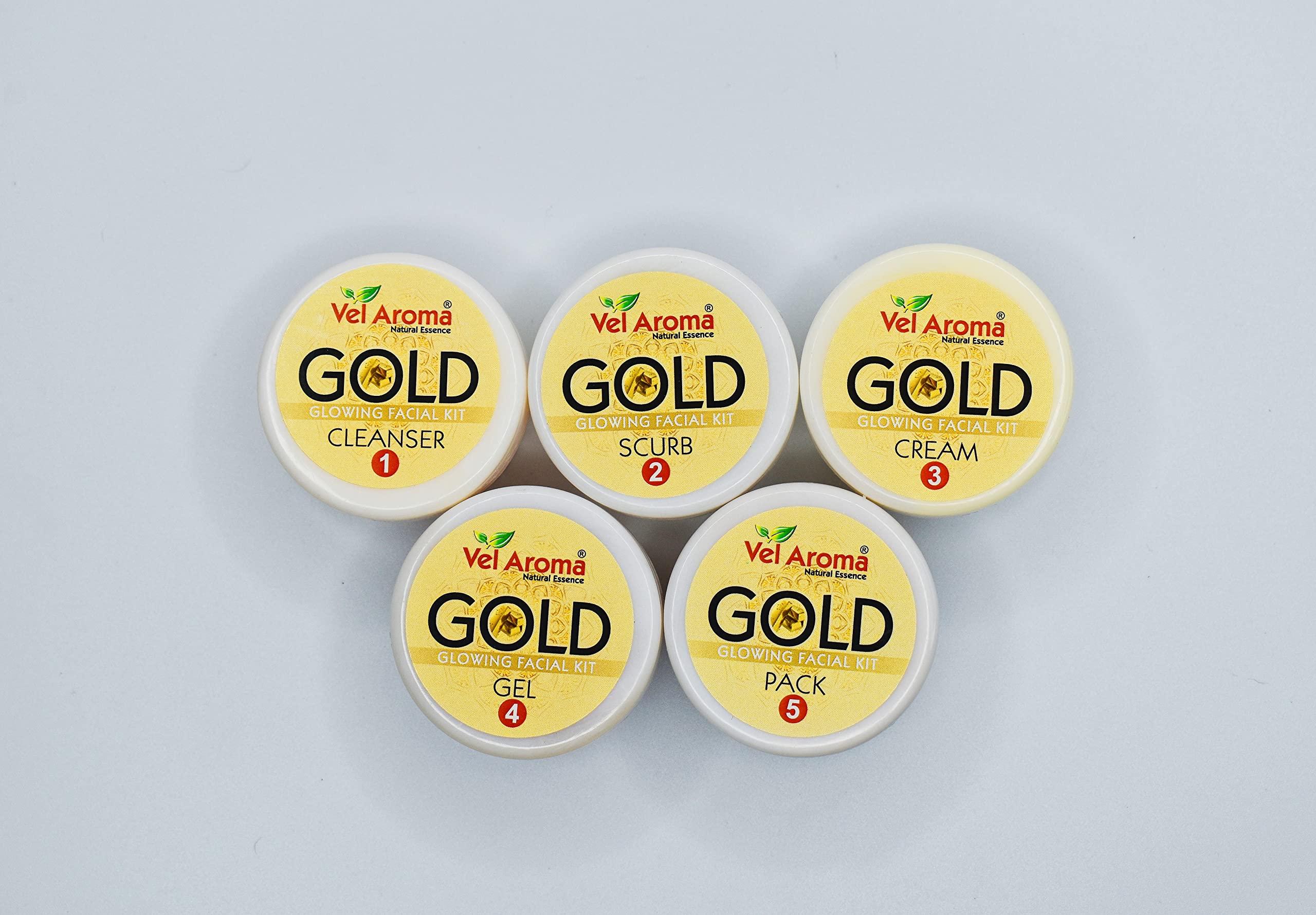 Vel Aroma Gold Facial Kit for Glowing Radiance - 5 Step At-Home Spa Treatment with 24K Gold (255g) | Achieve Parlour-Like Glow | Perfect for Self-Care Days, Bridal Prep & Special Occasions