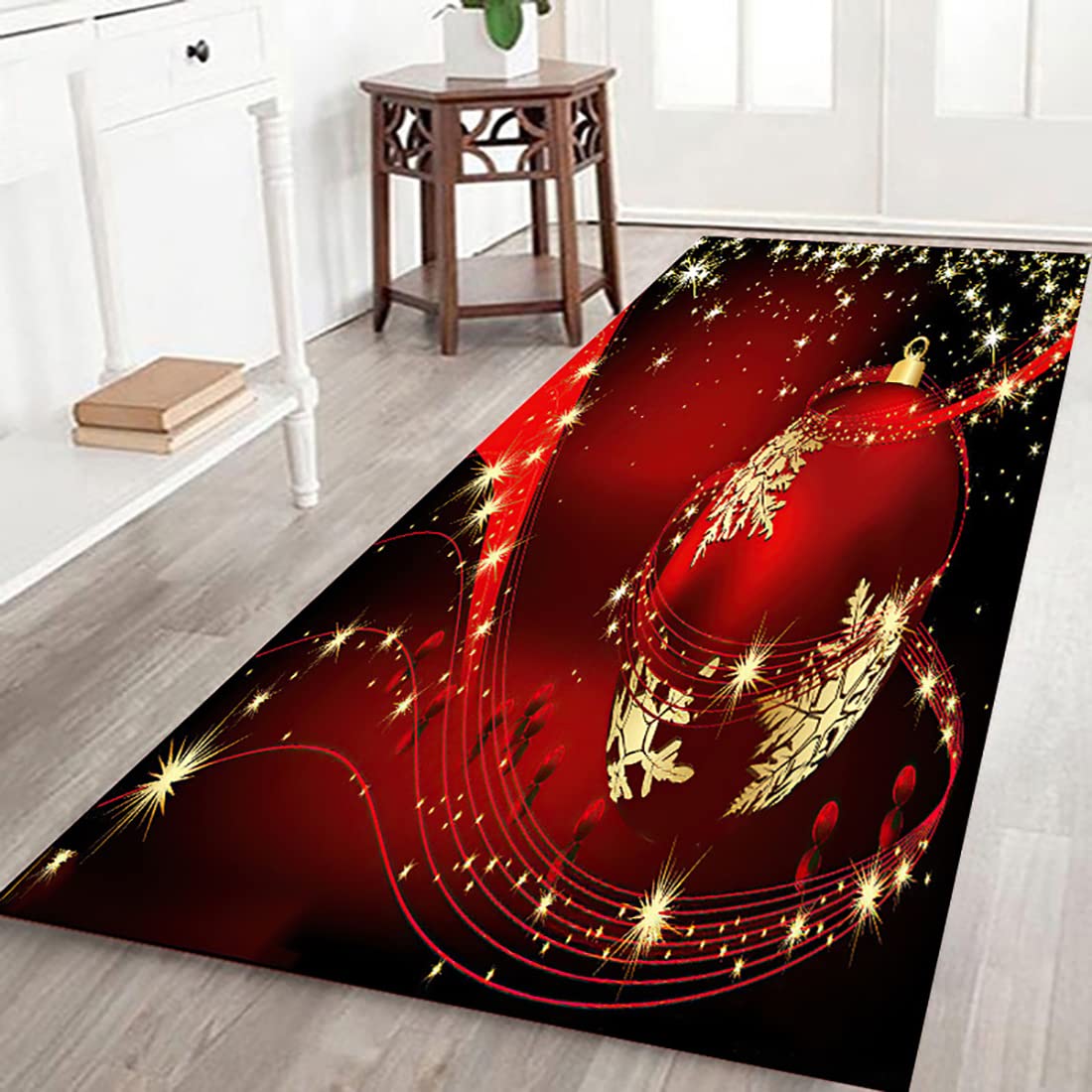 Bullpiano Christmas Runner Rugs - Soft Washable Holiday Bells Rug (6x2 Feet) Non-Slip Xmas Area Rug for Hallway, Living Room, Bedroom - Festive Home Decor & Holiday Floor Mat (Shipped from USA)