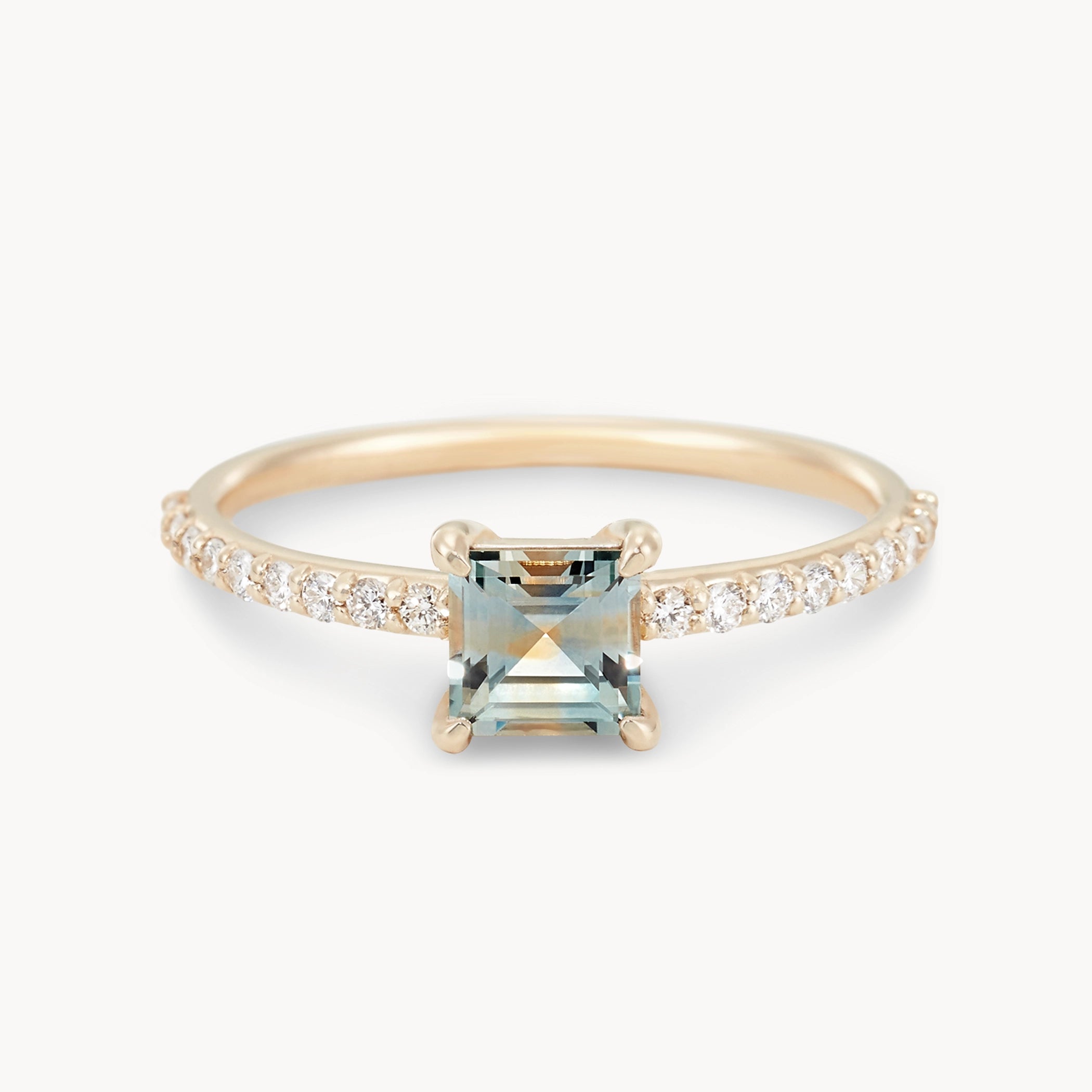 Unique 14K Yellow Gold Asscher Cut Sapphire Ring – Handcrafted Jewelry for Women, Perfect for Weddings, Anniversaries & Special Occasions