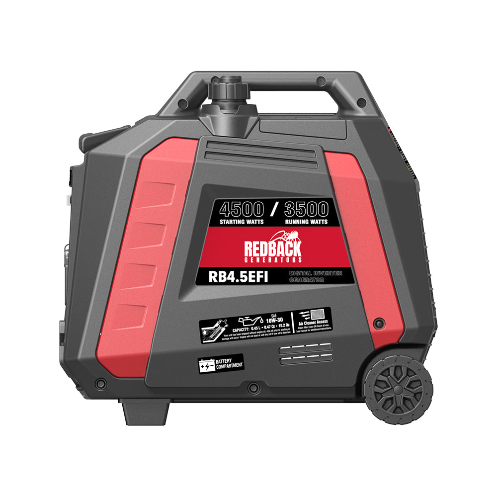 Redback RB4.5 Portable Inverter Generator 4500W 4.5KVA - Quiet, Lightweight & Fuel Efficient for Camping, RV Trips & Emergency Power Backup