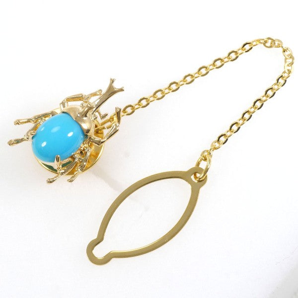 18K Yellow Gold Alloy Turquoise Brooch Pin - Elegant Vintage Jewelry for Women, Perfect for Weddings, Parties & Special Occasions