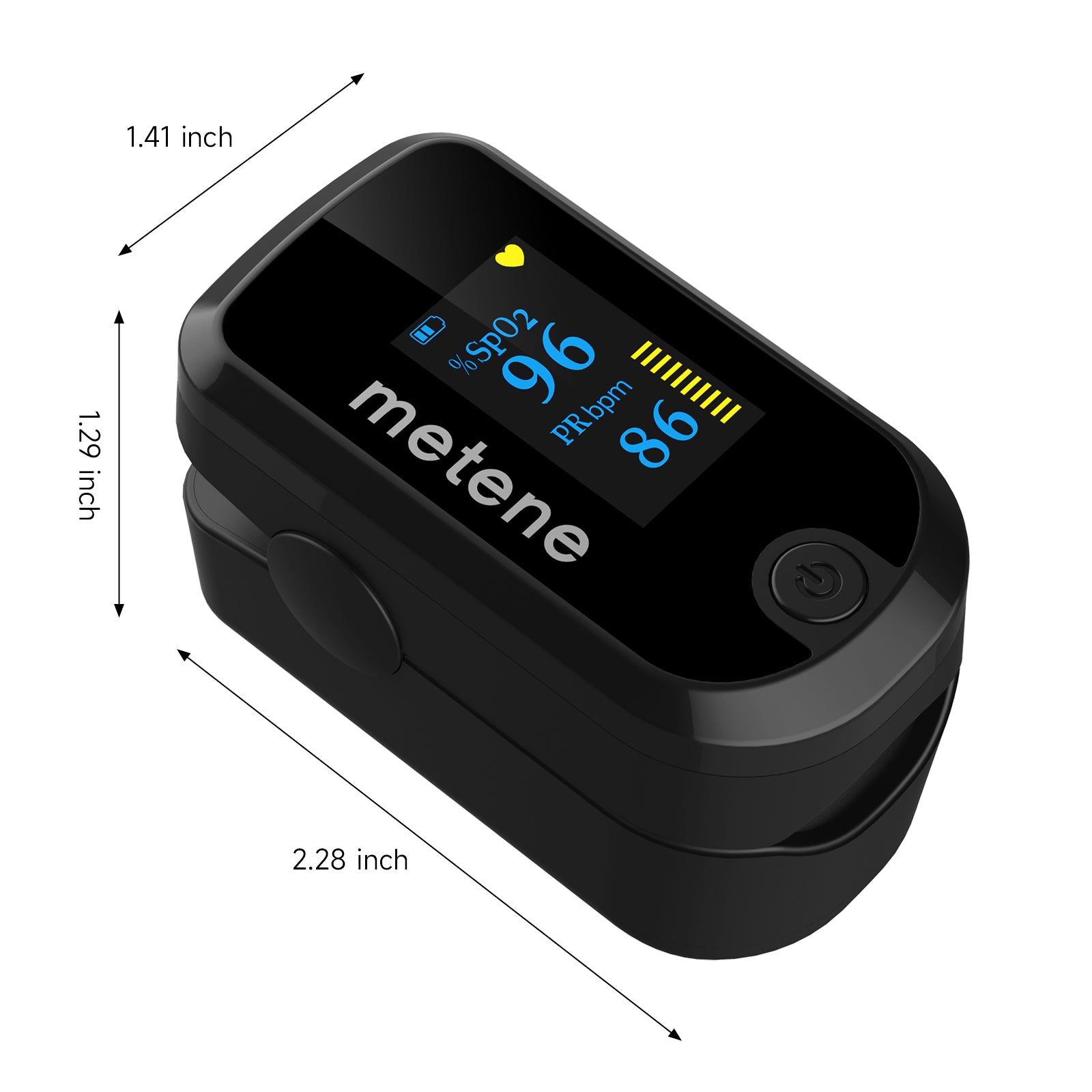 Metene Fingertip Pulse Oximeter with OLED Display - Blood Oxygen Saturation & Heart Rate Monitor - Includes Batteries & Lanyard - Portable Oxygen Meter for Home Use, Travel, and Sports Activities