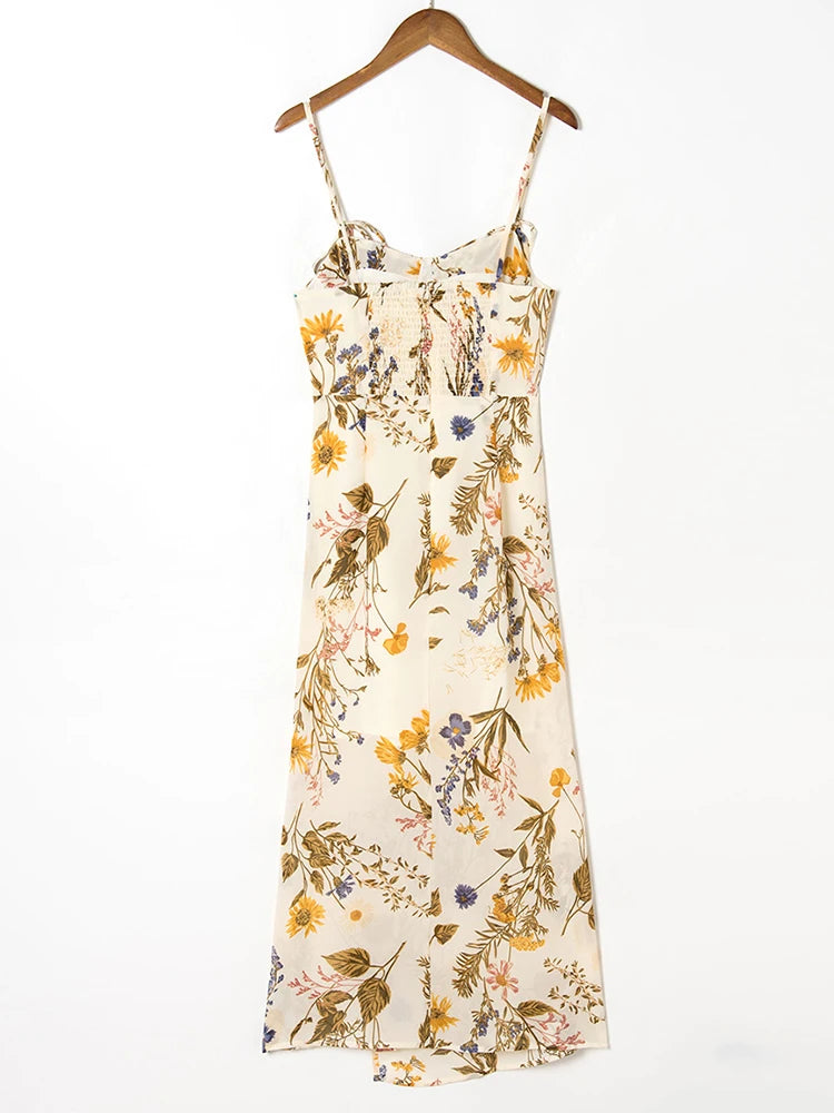 Women's Asymmetrical Print Patchwork A-Line Midi Dress - Slash Neck, Sleeveless, Thigh Split - Trendy 2023 Fashion for Casual Outings & Summer Parties