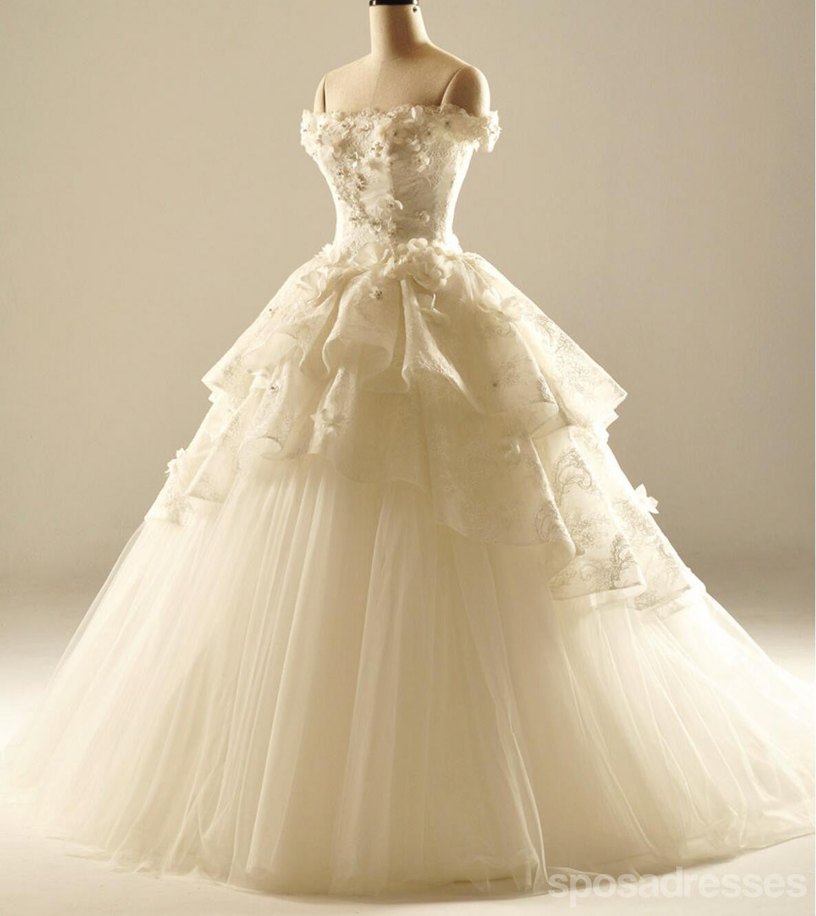 Handmade Off Shoulder Floral Lace Wedding Dress - Custom Bridal Gown WD230 | Affordable Luxury for Beach, Church & Garden Weddings