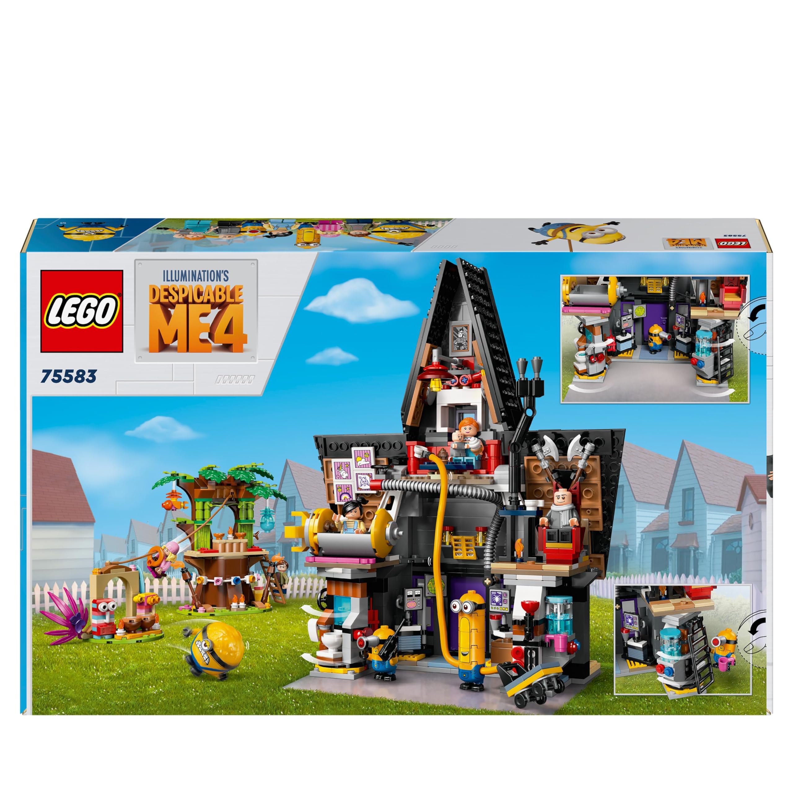 LEGO GRU 4: Despicable Me Minions & GRU's Family Mansion Building Toy Set with Movie Character Figures, Construction Playset for Kids Ages 8+ (75583) - Perfect for Birthday Gifts, Creative Play & Movie-Themed Collectibles