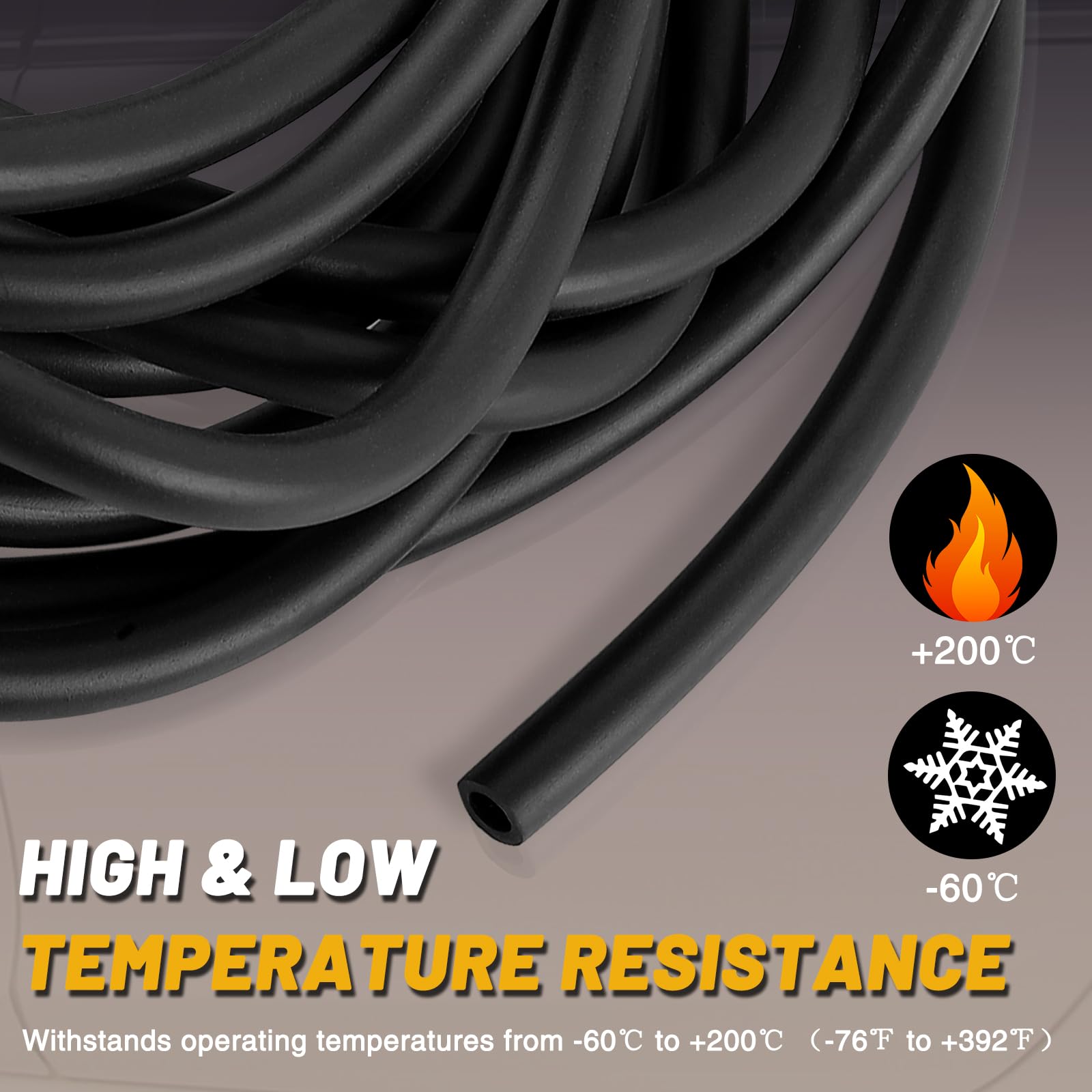 16.4FT 4mm High Temperature Silicone Vacuum Hose with 6pcs ABS Connectors - Automotive Replacement for Windshield Washer Fluid, Air Intake Systems & More - Durable & Flexible for DIY Car Repairs & Engine Maintenance