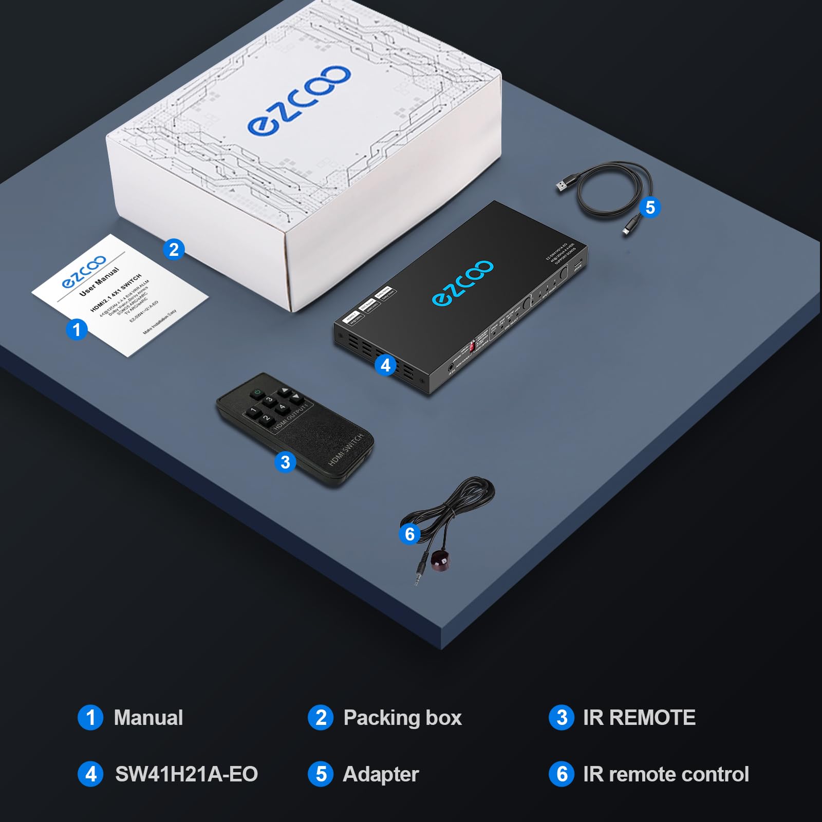 4K HDMI Switch 2.1 with 120Hz, eARC, VRR & ALLM - 4 Port 4x1 HDCP 2.3 HDR10 Splitter with Optical SPDIF & 3.5mm Audio Output - IR Remote Control for PS5, Xbox, AMD - Perfect for Home Theater & Gaming Setup