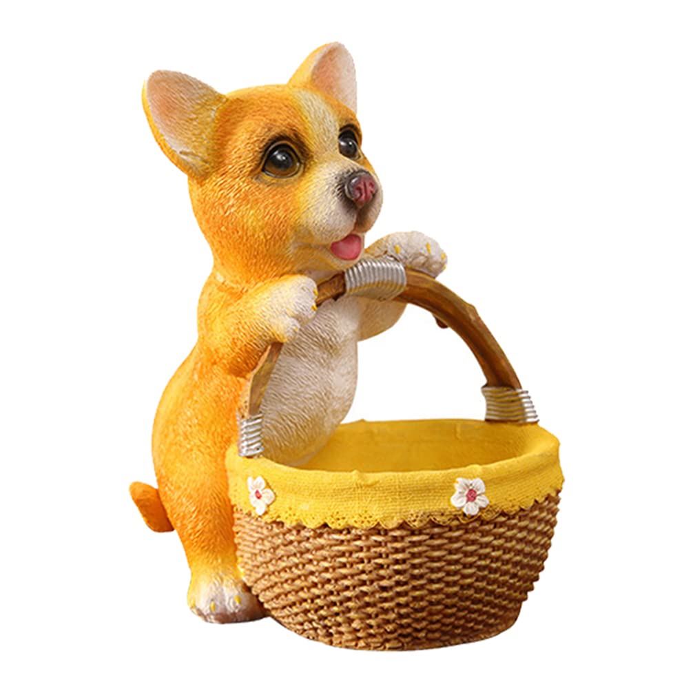 DOITOOL Shiba Inu Dog Figurine Basket - Cute Polyresin Candy Storage Box, Key Holder & Remote Control Organizer - Home Decor, Office Desk Accessory, Gift for Dog Lovers