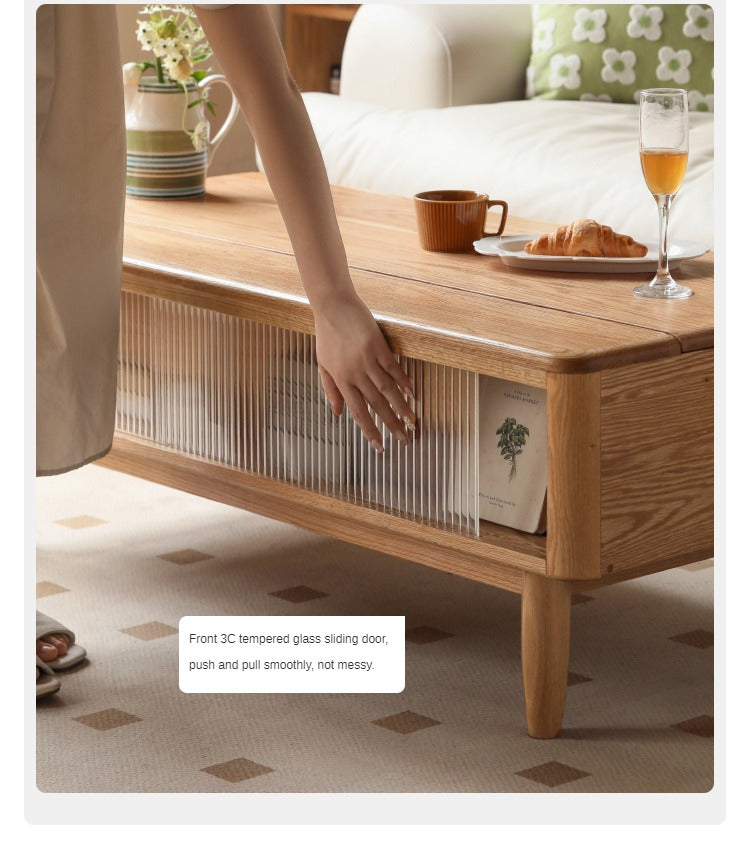 Solid Oak Wood Modern Lift-Top Coffee Table with Slate Finish - Perfect for Living Room, Home Office, and Small Spaces