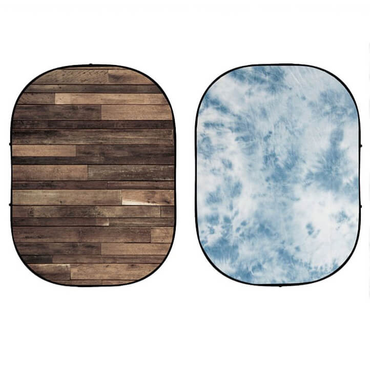 1.5x2.1m Foldable Printed Fabric Backdrop - Wood Floor & Blue Sky Design | Perfect for Photography Studio, Home Decor, and Events