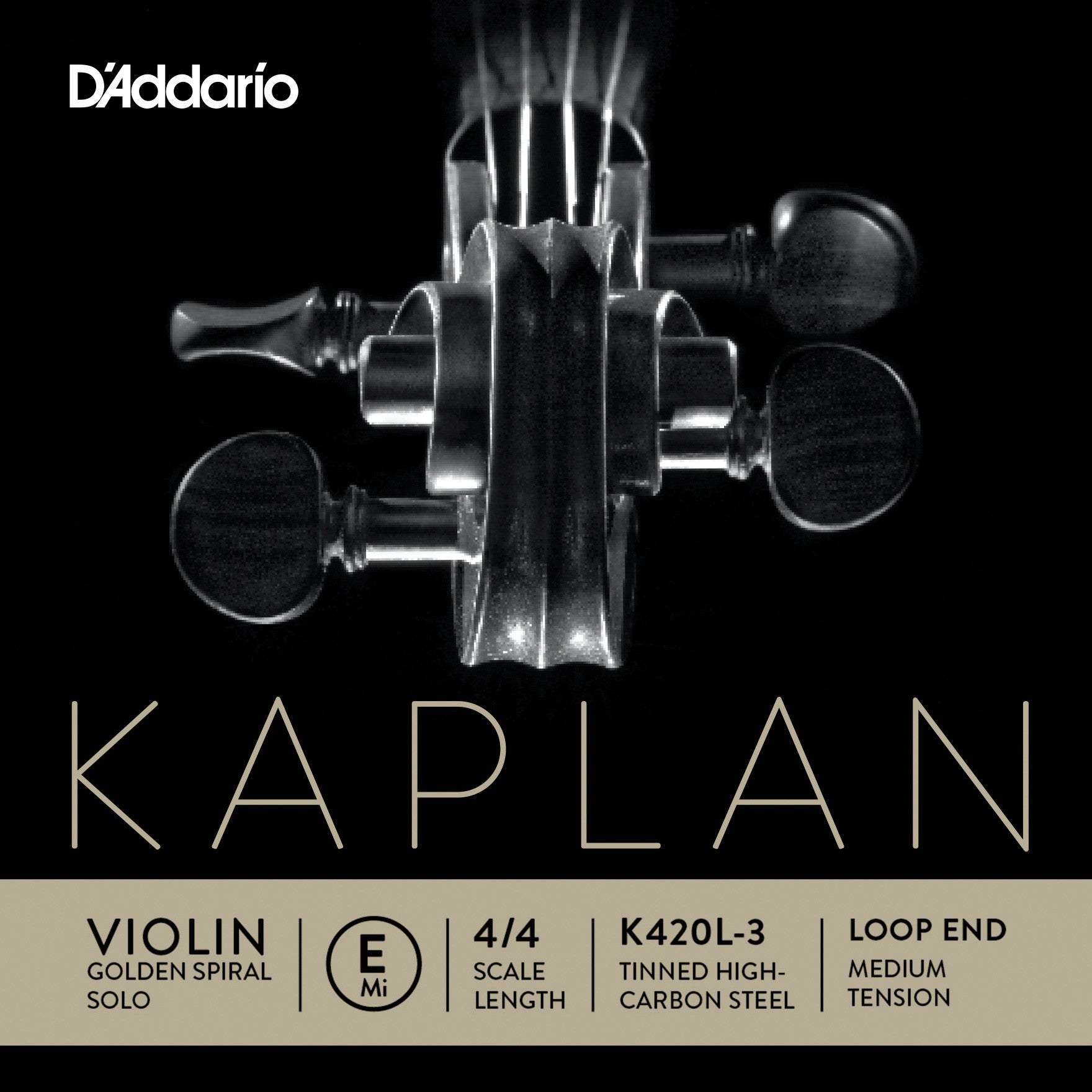 D'Addario Kaplan Golden Spiral Solo Loop End Violin E String - 4/4 Size, Medium Tension for Professional Violinists | Perfect for Solo Performances & Orchestral Playing