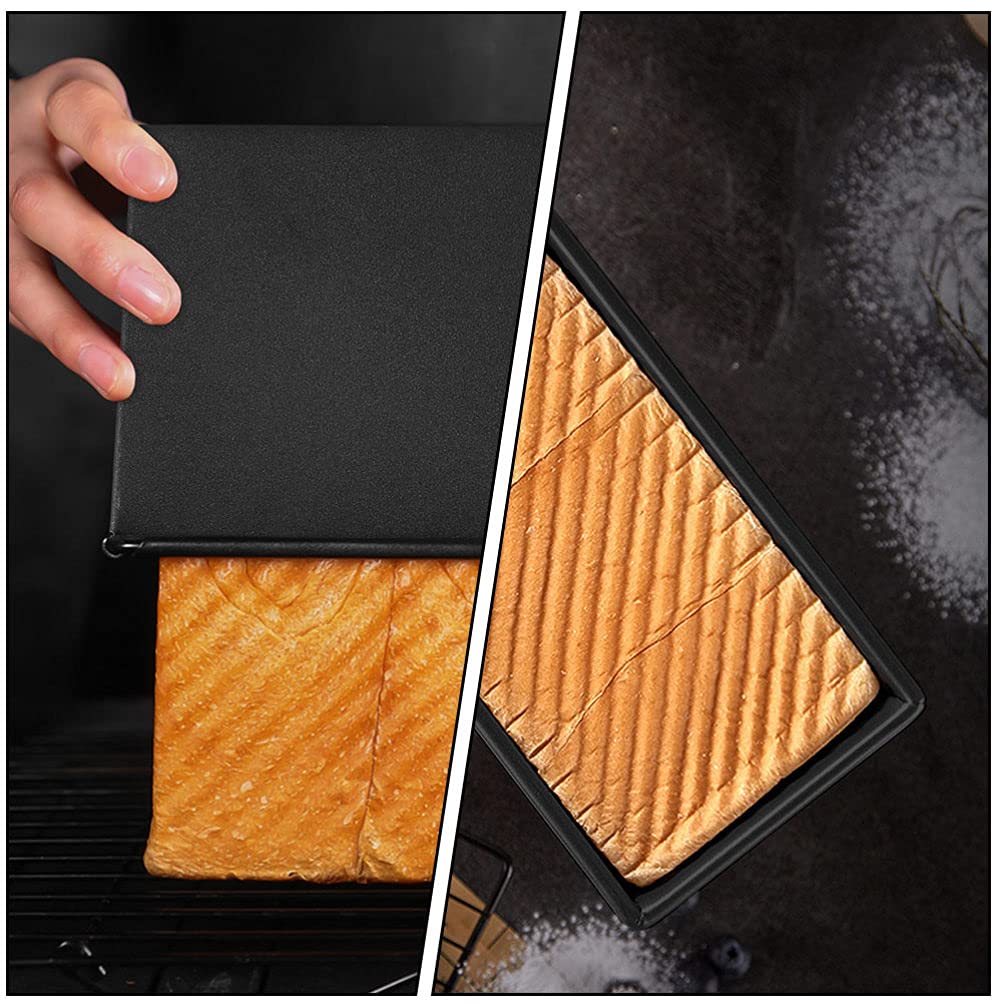 **Cabilock 2-Piece Non-Stick Carbon Steel Bread Baking Pan Set with Lids - Perfect for Baking Bread, Cakes, Quiche, Brownies & Hot Dog Buns - Ideal for Home Bakers & Holiday Baking**