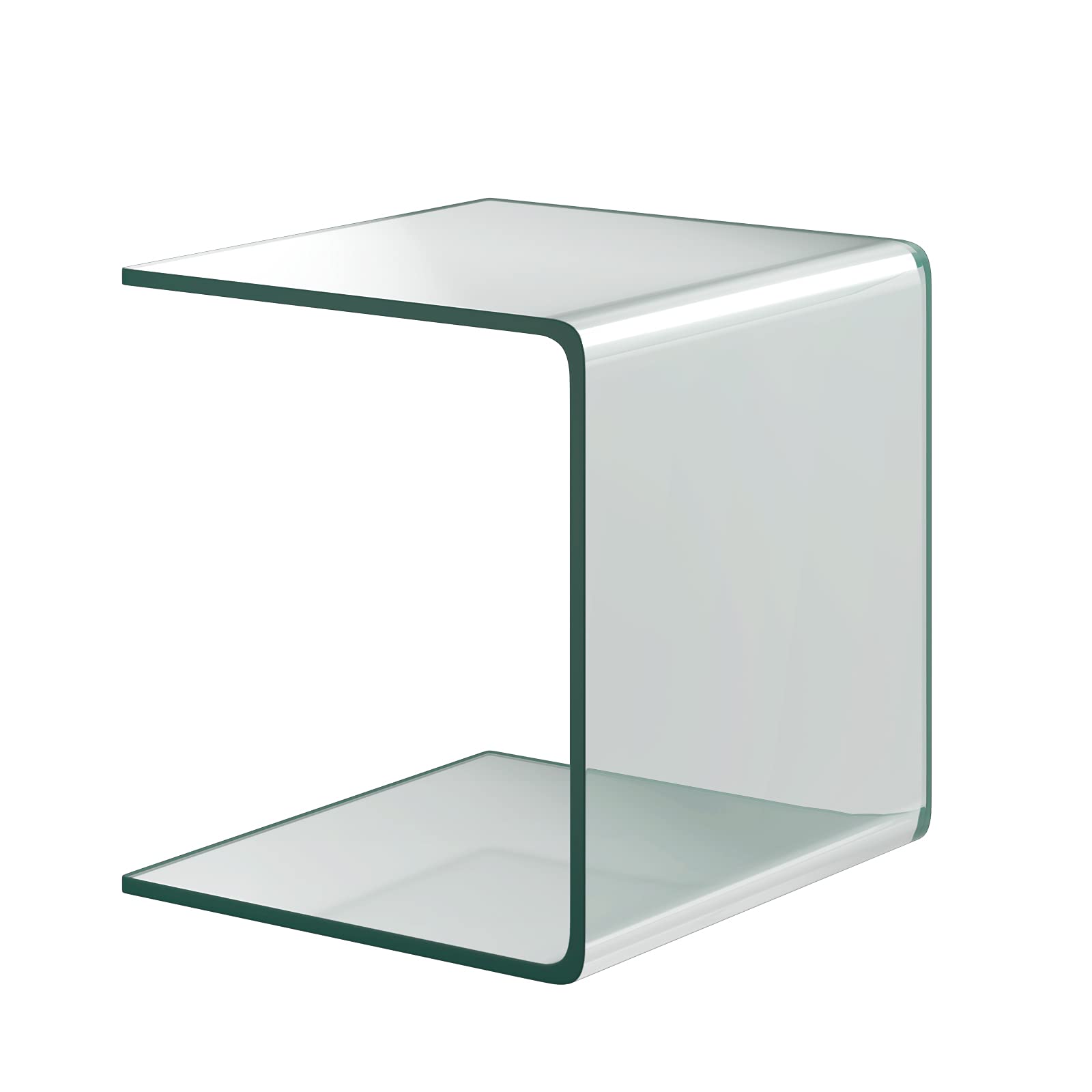 KOTEK Tempered Glass End Table - Clear Small Coffee Table with Smooth Edge & Non-Slip Pads, Transparent Accent Table for Living Room, Bedroom, Office - Perfect for Holding Drinks, Books & Decor