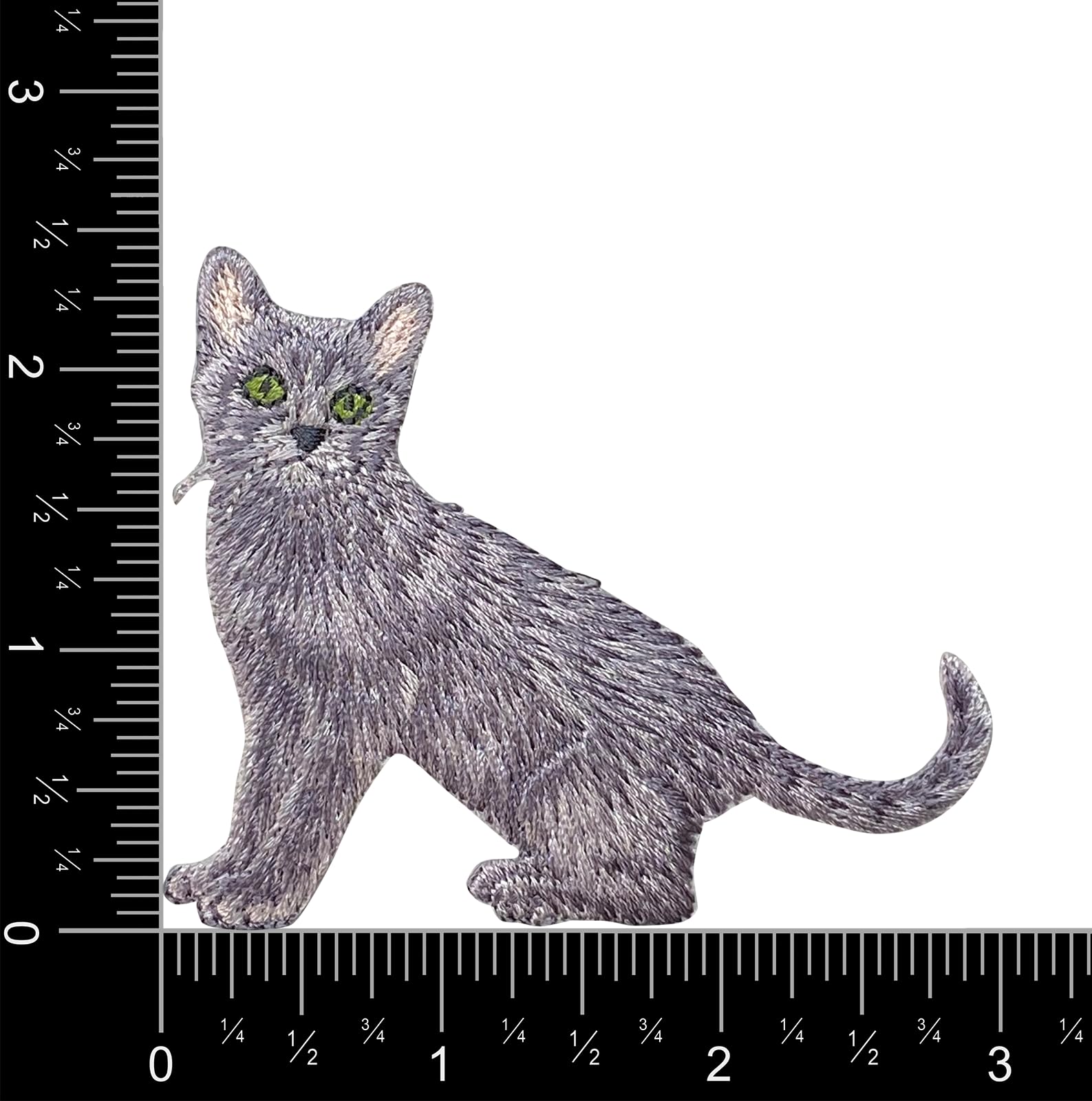 Realistic Gray Cat Full Body Embroidered Iron On Patch for Pets, Kittens, DIY Clothing, Jackets, Bags & Backpacks - Perfect for Customization & Personalization