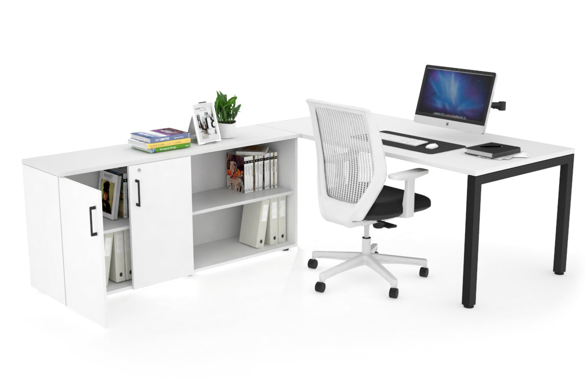 Quadro Square Executive Black Frame Office Desk [1800L x 700W] - Modern Workspace Solution for Home & Business Offices
