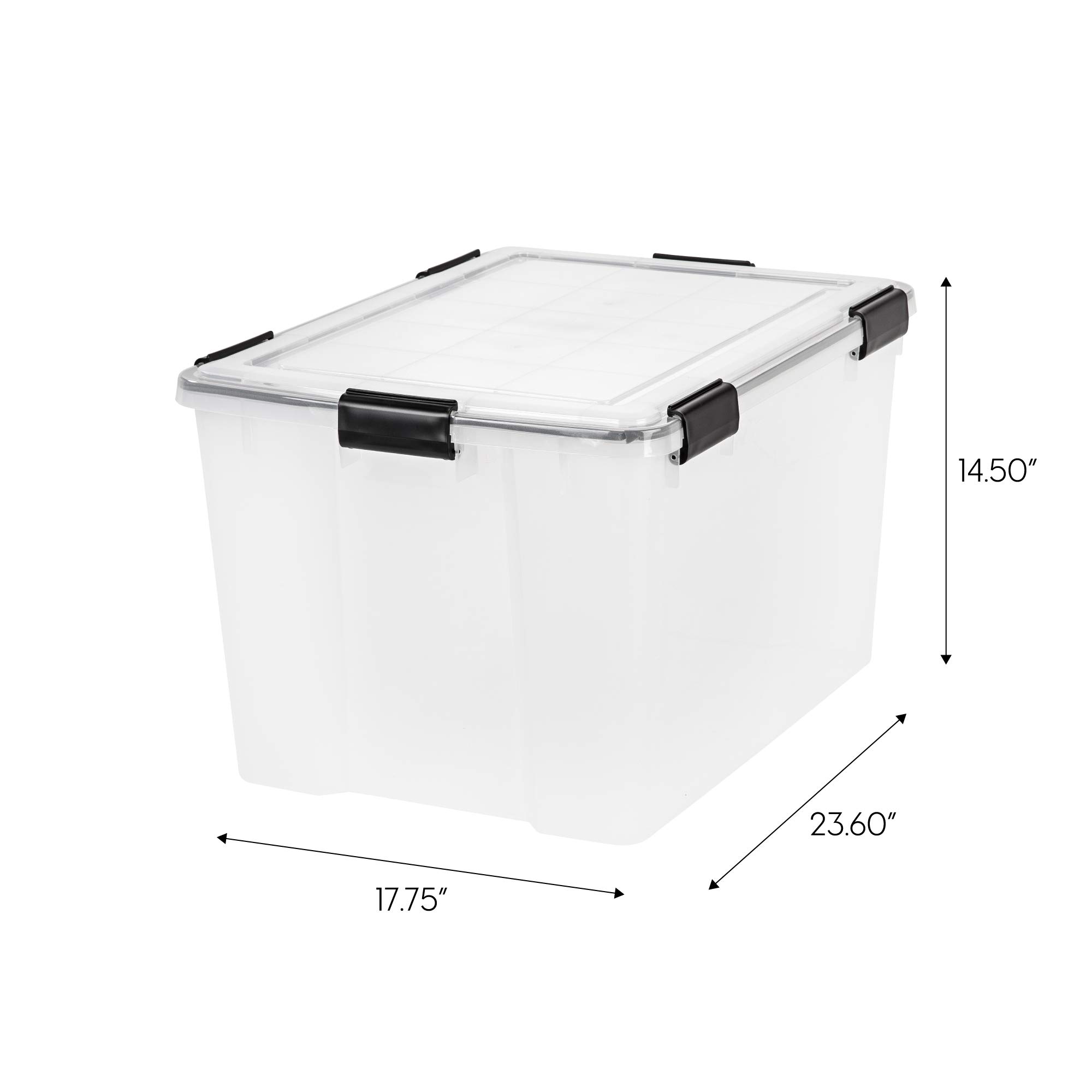 IRIS USA 74 Quart WeatherPro Plastic Storage Bin - 4 Pack with Durable Lid, Secure Latching Buckles & Airtight Seal - Perfect for Home Organization, Garage Storage & Outdoor Gear Protection