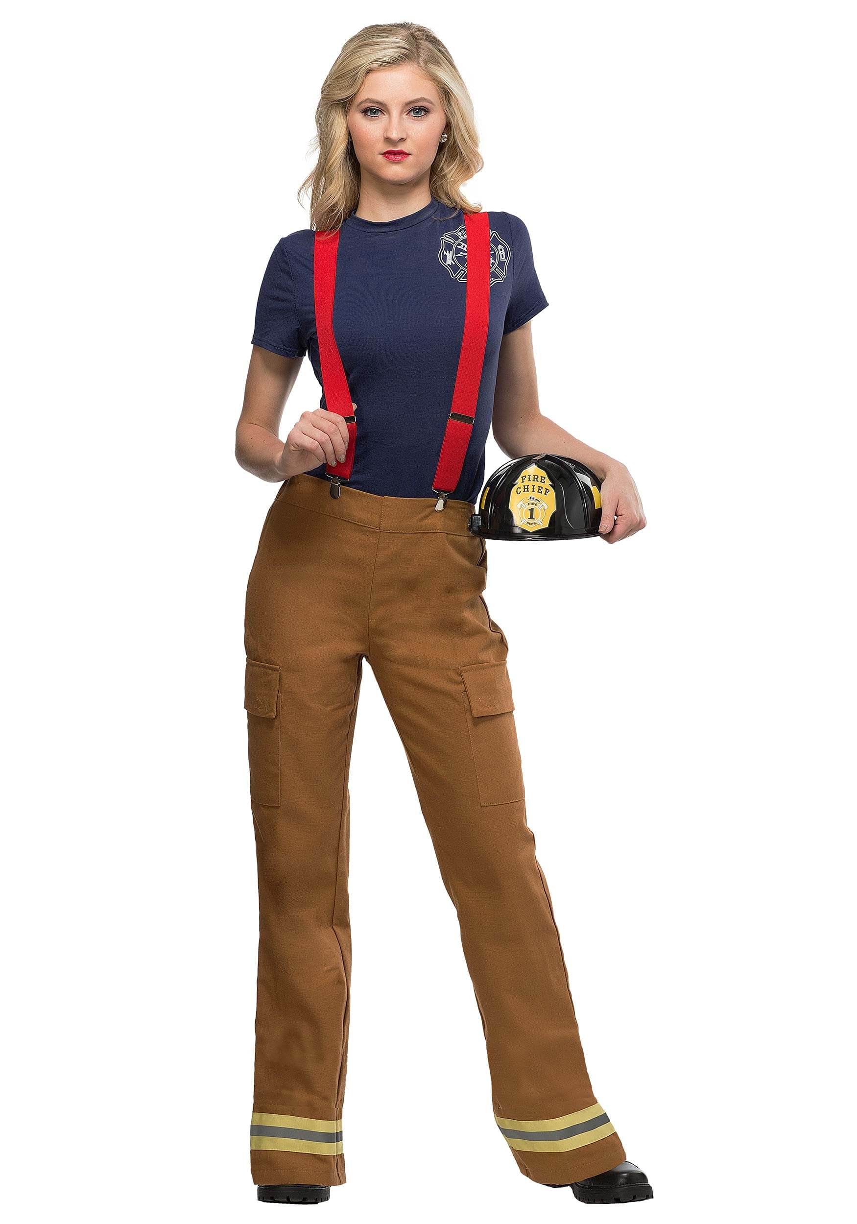 Women's Fire Captain Costume for Halloween & Cosplay – Realistic Firefighter Outfit with Pants & Shirt – Perfect for Parties, Events & Role Play