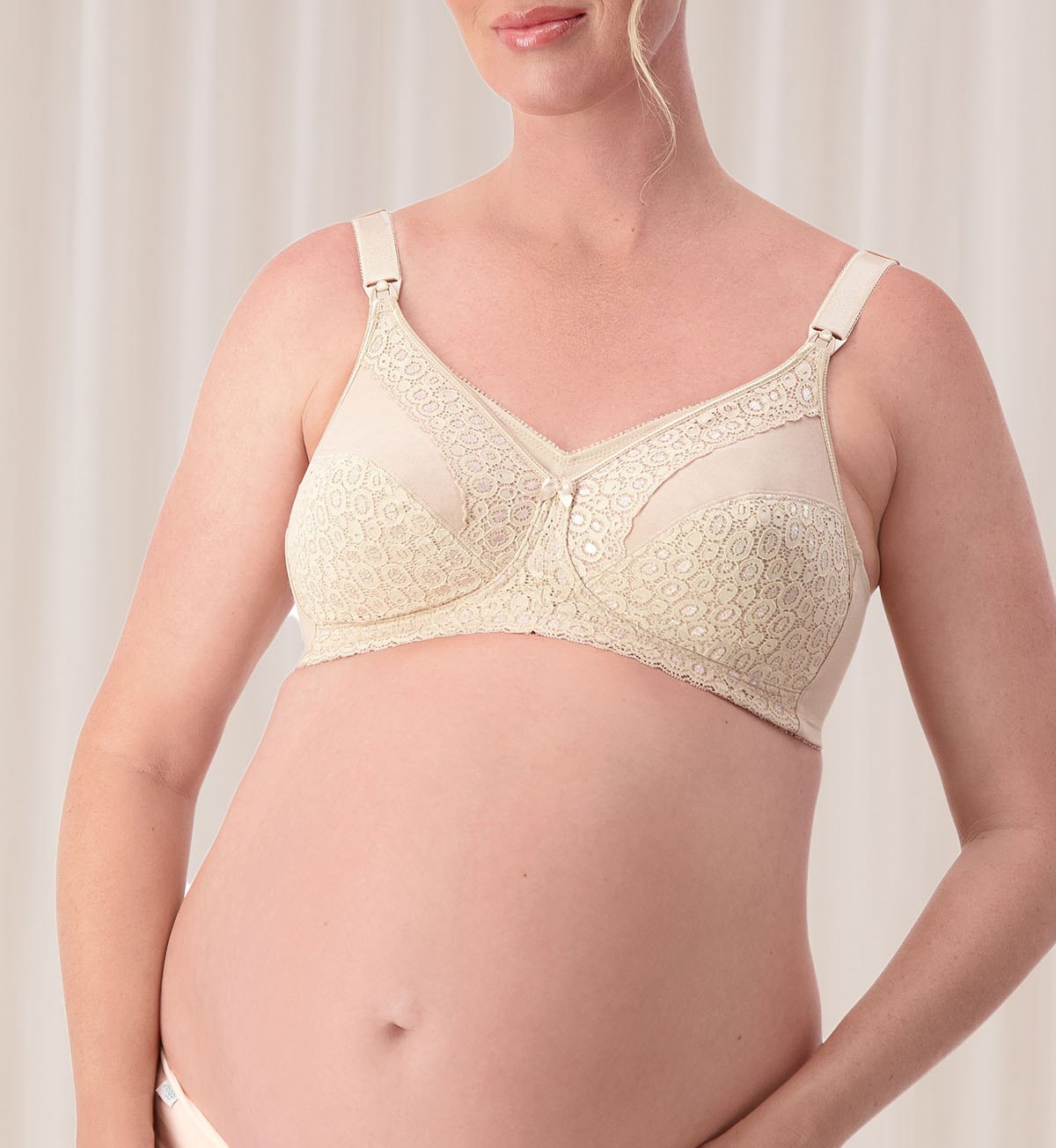 Wirefree Maternity Bra with Lace Trim - Comfortable Nursing Bra for Breastfeeding & Pregnancy - Perfect for Daily Wear, Lounging & Sleep
