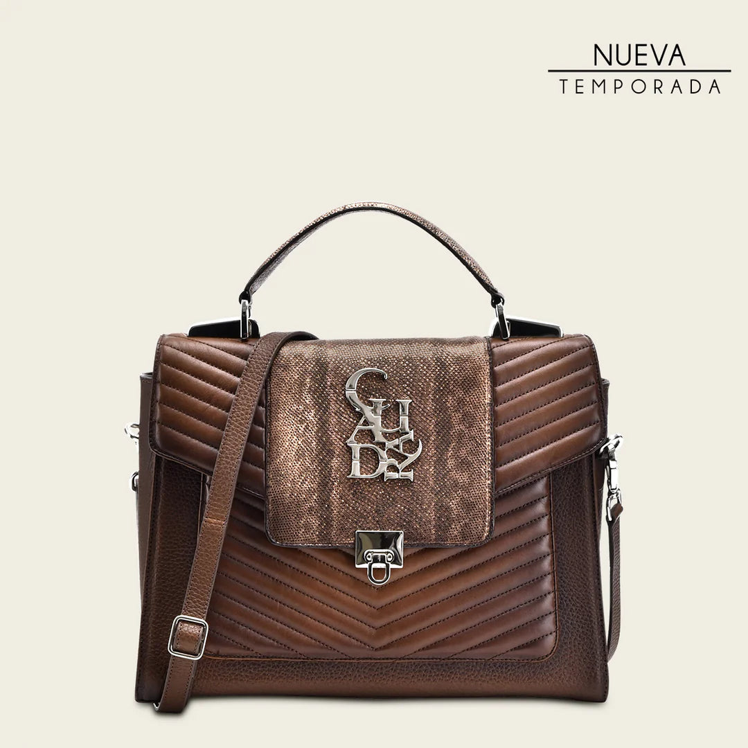BOD0WCR Women's Casual Western Style Handbag with Honey Color & Snakeskin Handle - Perfect for Daily Use, Shopping, and Travel Accessories
