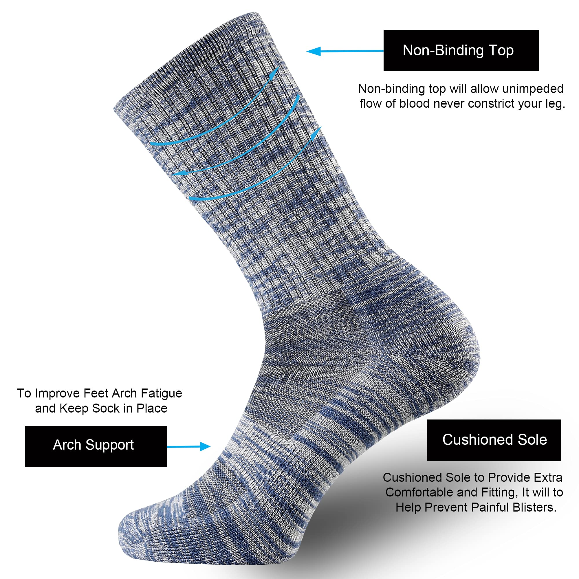 ONKE Merino Wool Crew Socks for Men - Moisture Wicking, Breathable & Soft Hiking Socks for Outdoor Activities, Camping and Daily Wear - Comfortable Performance Socks for All-Day Wear