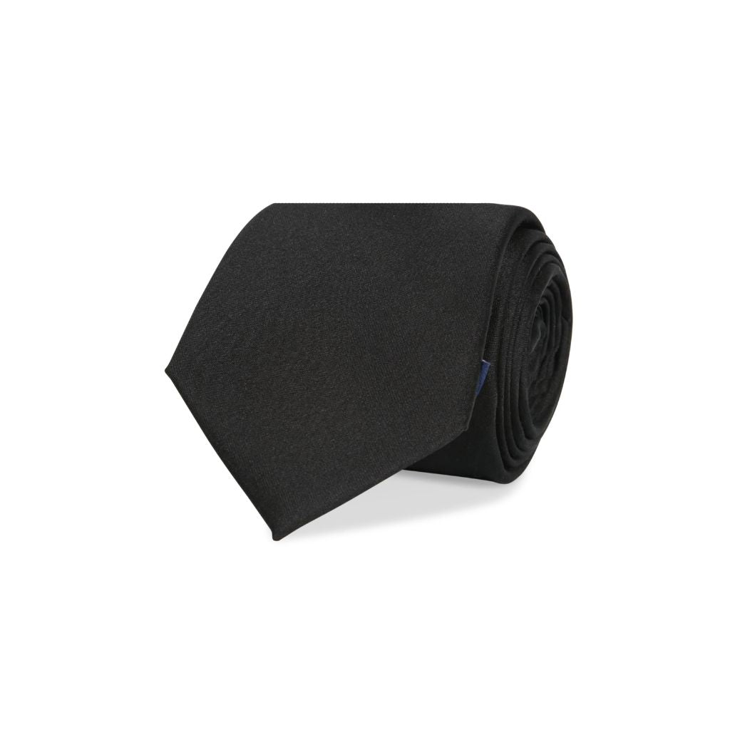 ABELARD Men's Silk Satin Necktie 7.5cm Wide - Classic Black Formal Tie for Business, Wedding & Special Occasions