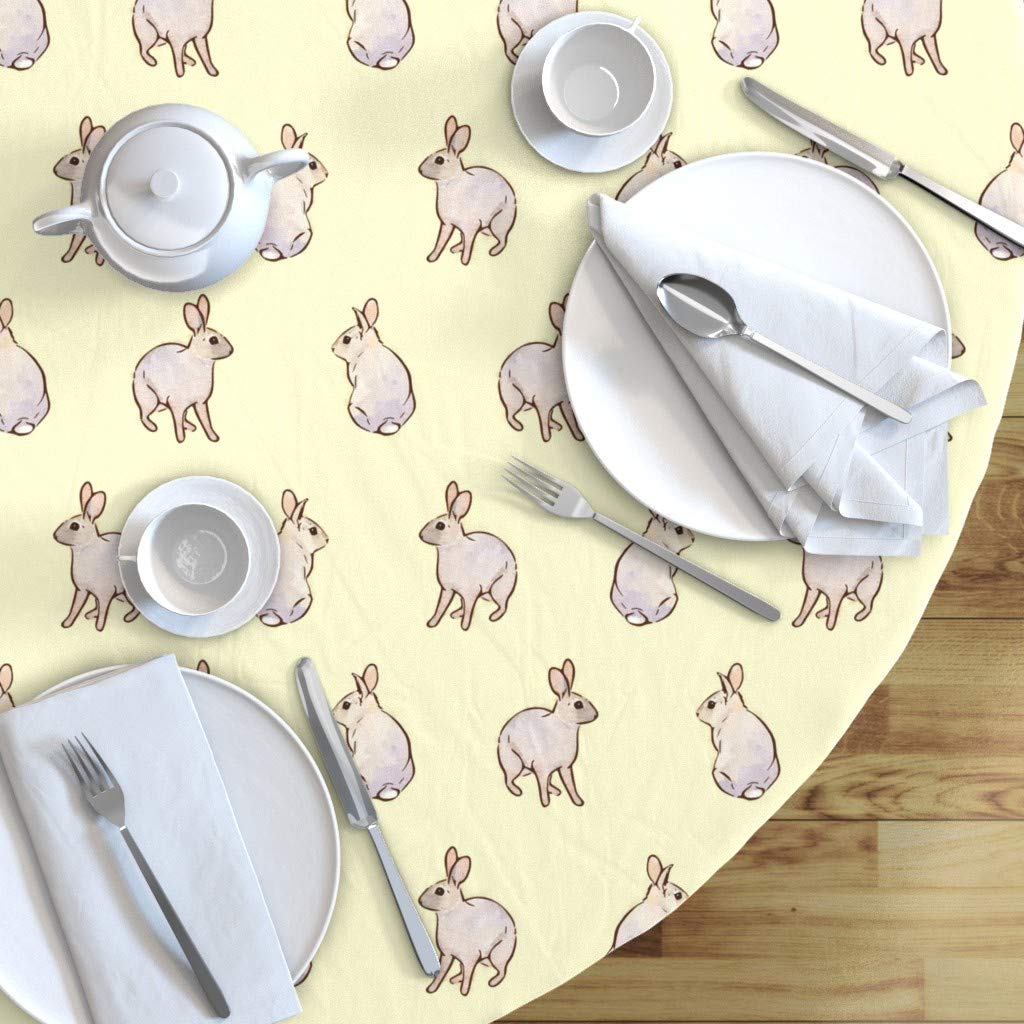 Wild Rabbits Watercolor Cotton Sateen Tablecloth 90