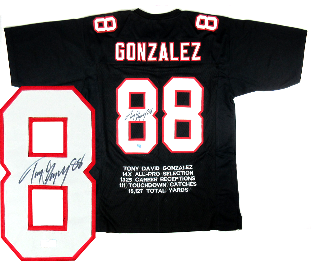 Tony Gonzalez Autographed Atlanta Falcons Black Embroidered Custom Jersey - Official NFL Collectible for Fans, Sports Memorabilia Display & Game Day Wear