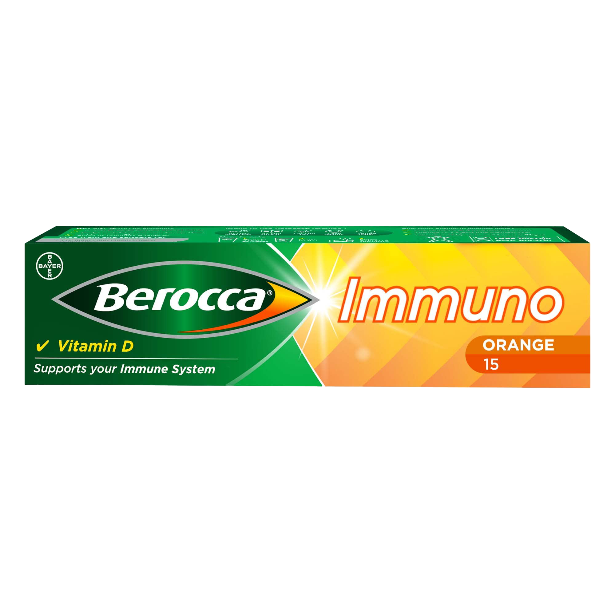 Berocca Immuno Energy & Immune Support Supplement - 15 Effervescent Tablets for Daily Wellness & Immune Boost | Perfect for Travel, Workout & Busy Lifestyles