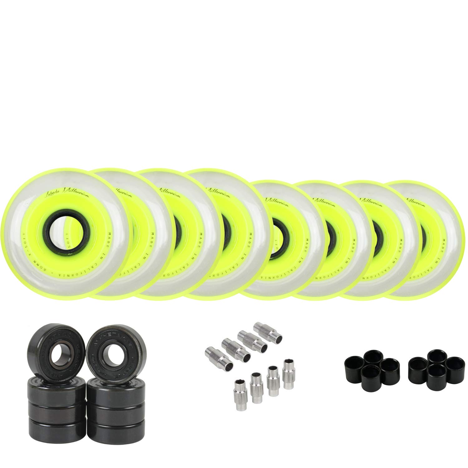 Labeda Millennium Gripper Roller Hockey Wheels with Ceramic Bearings - Multiple Sizes & Colors for Indoor/Outdoor Hockey Skating & Training