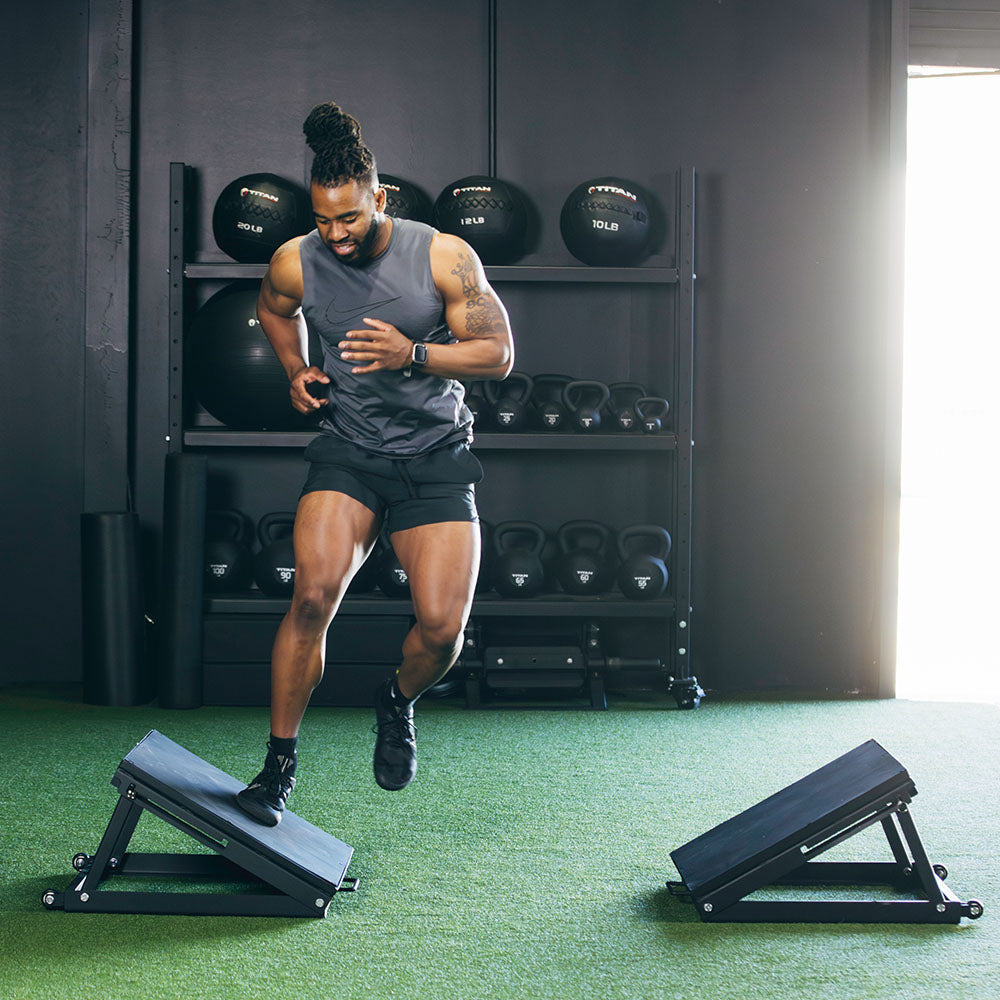 Scratch and Dent Foldable Angled Plyometric Box - Adjustable Workout Platform for Home Gym, CrossFit Training & Jump Exercises