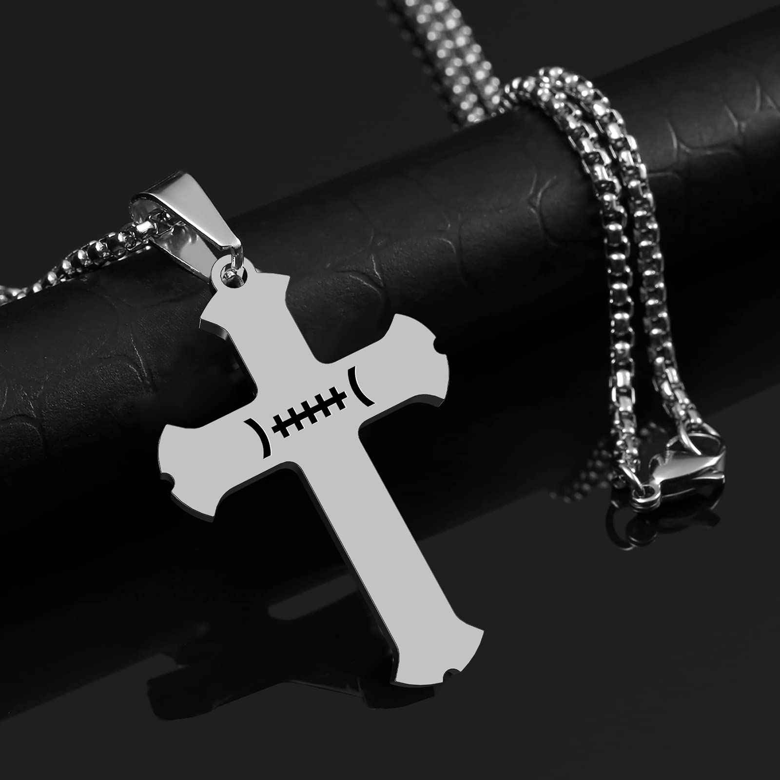 24 Inch American Flag Cross Necklace with Bible Verse - Gift for Men & Teens