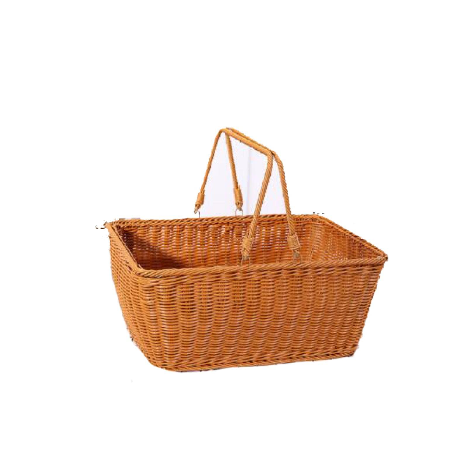 Handmade Rattan Picnic Basket with Handle - Portable Square Storage Basket for Outdoor Travel, Fruits & Vegetables - Perfect for Beach, Park, and Camping Trips