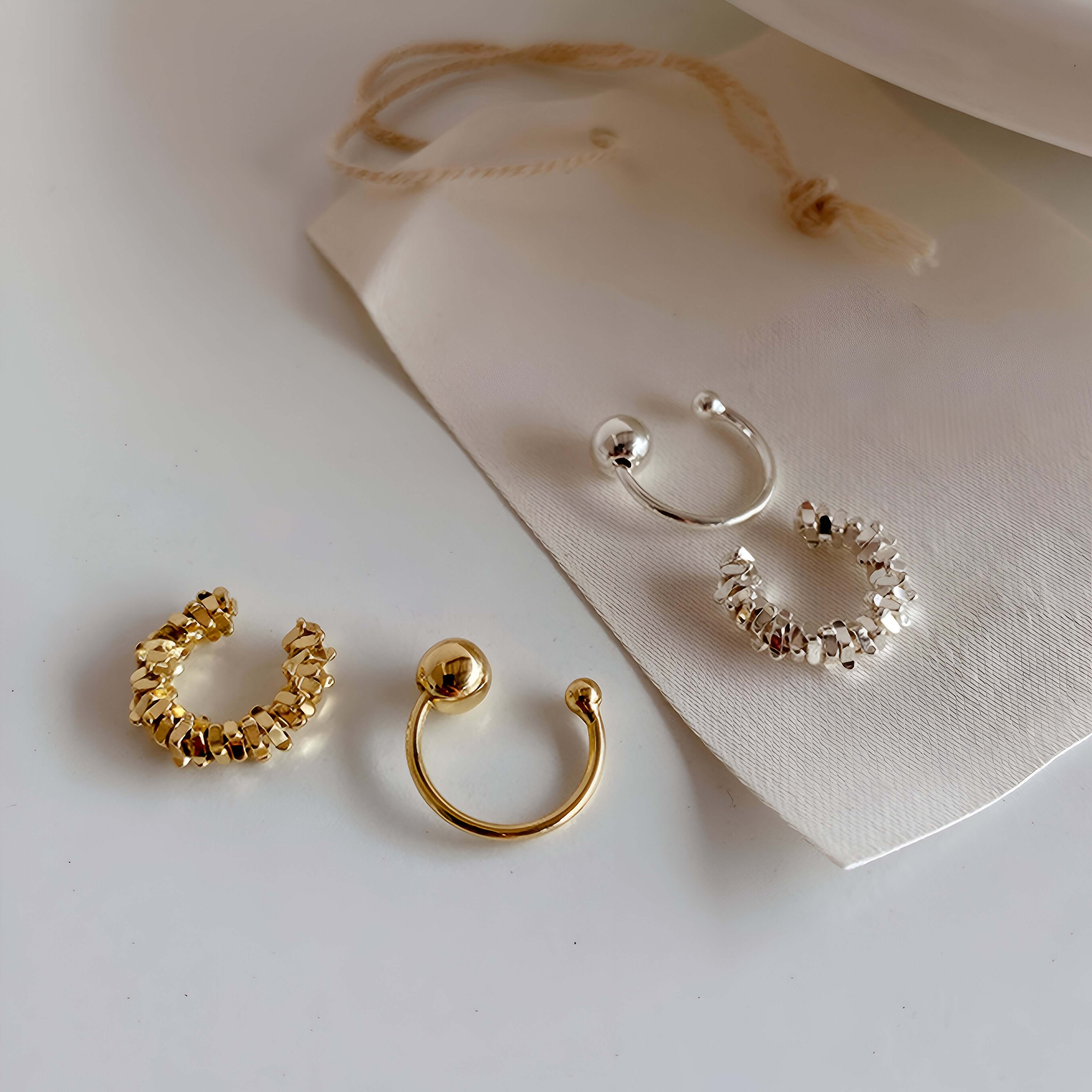 Simple Irregular Cube Beads Ear Cuff Set - Trendy Boho Jewelry for Women | R0796 | Perfect for Parties, Weddings & Everyday Fashion
