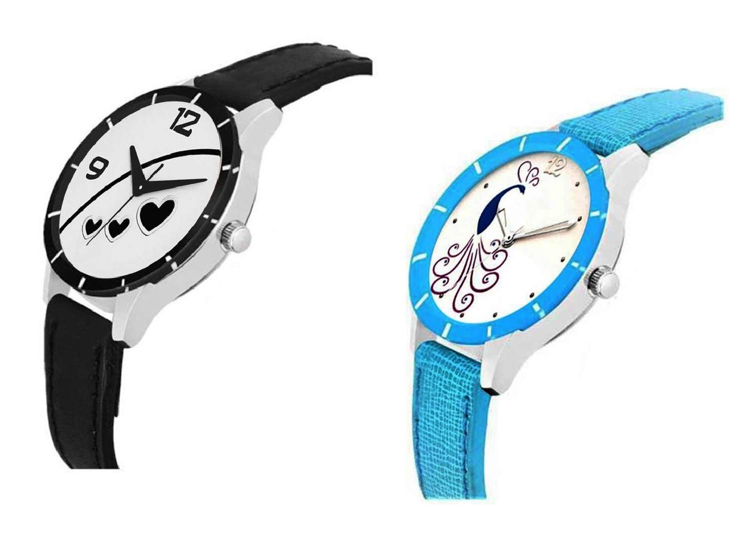RPS Fashion Analog Girls Watch - White Dial with Black & Sky Blue Strap - Stylish Quartz Wristwatch for Teens & Kids - Perfect for School, Parties & Everyday Wear