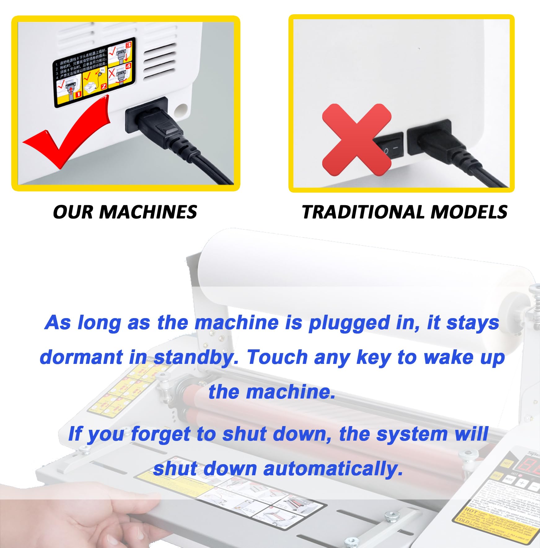 TECHTONGDA 110V Thermal Cold Roll Laminator Machine - Dual Side & Single Side Laminating with 4 Rollers & Digital Display - A2 Paper Size (17.3