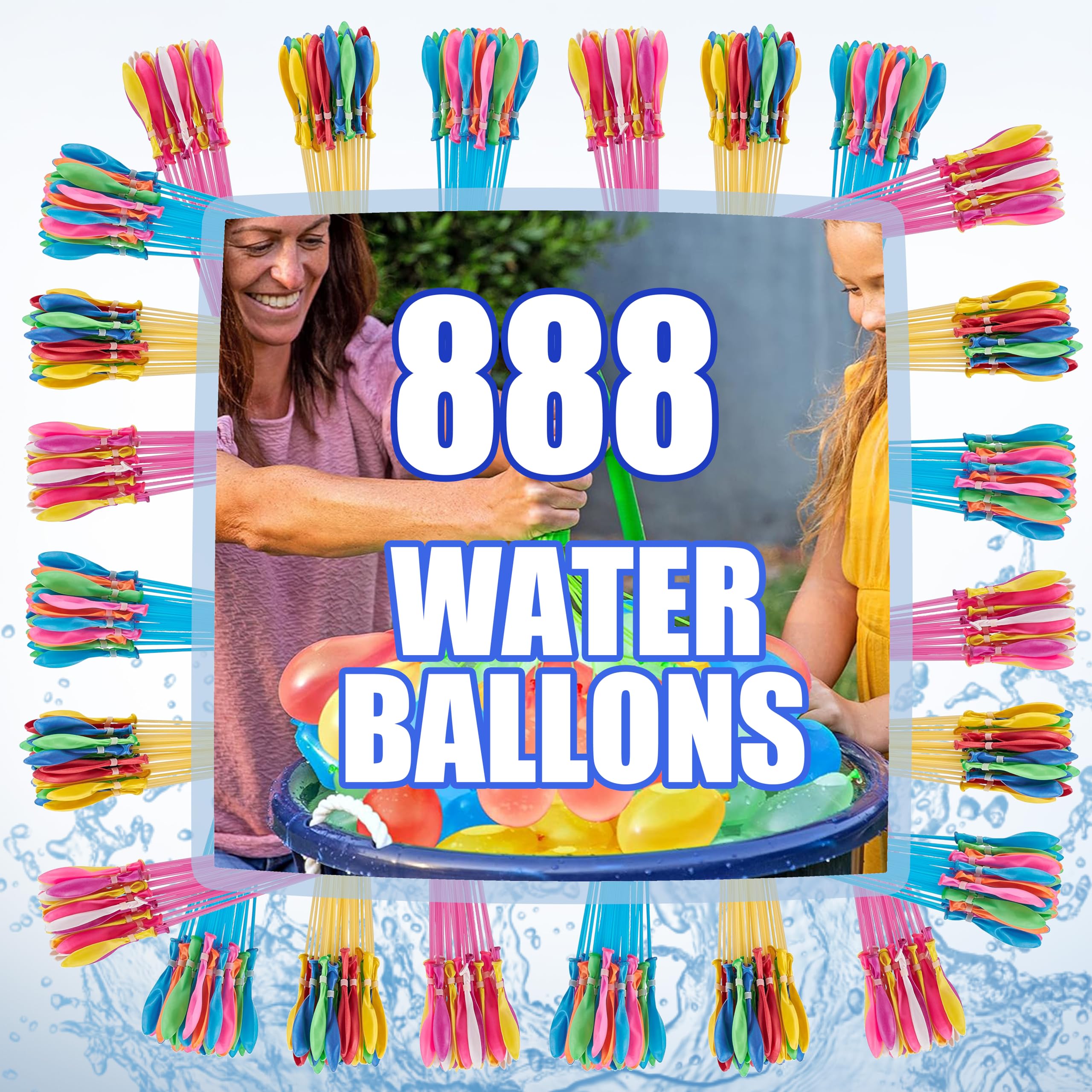 888PCS Quick Fill Self-Sealing Water Balloons - Mixed Colors Summer Water Toys for Kids | Perfect for Outdoor Parties, Pool Games & Backyard Water Fights