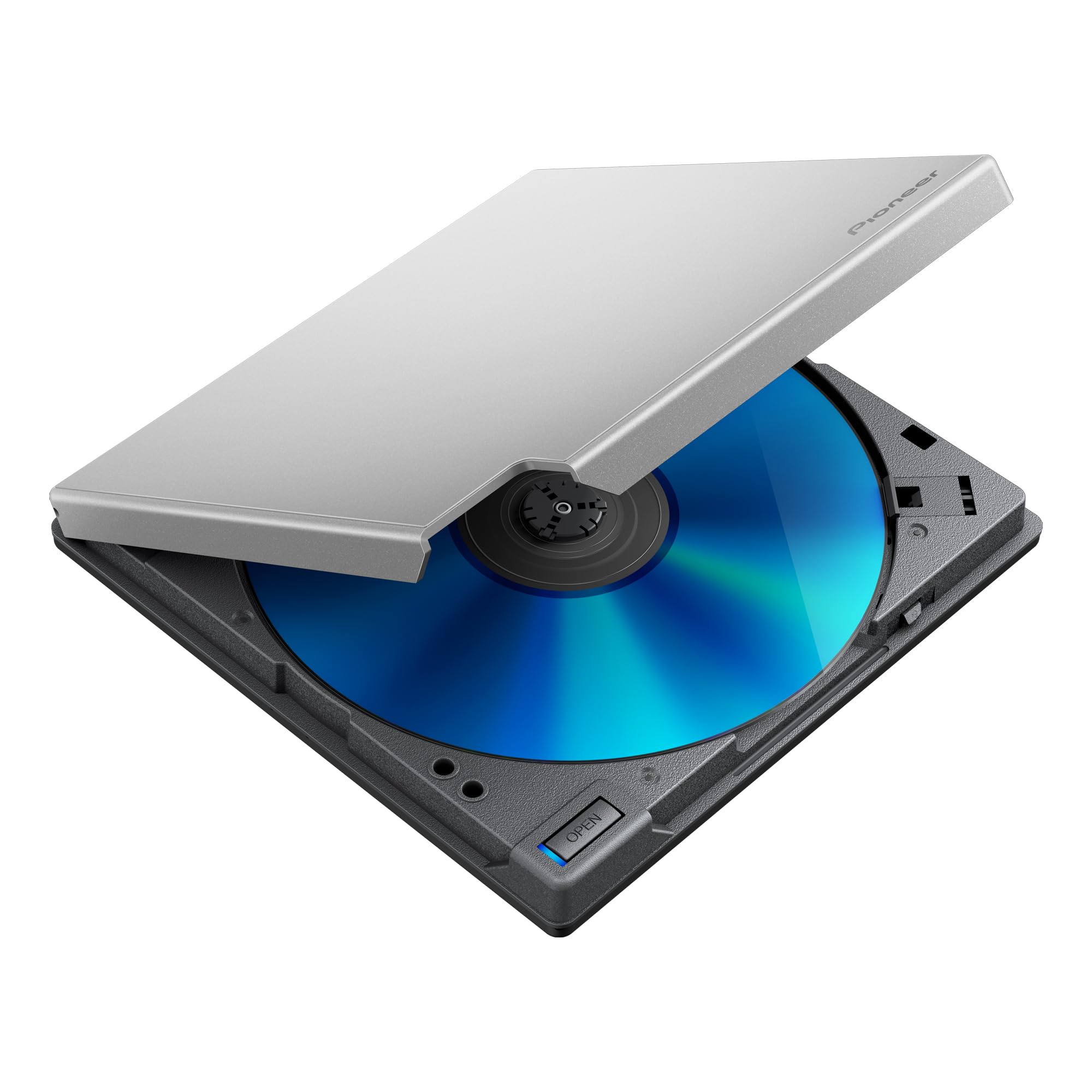 Pioneer BDR-XD08S Slim Portable External Blu-ray Drive - USB 3.2 Gen1 & Type-C Compatible, BD/DVD/CD Writer in Silver - Perfect for Laptops, MacBooks, and Home Theater Systems