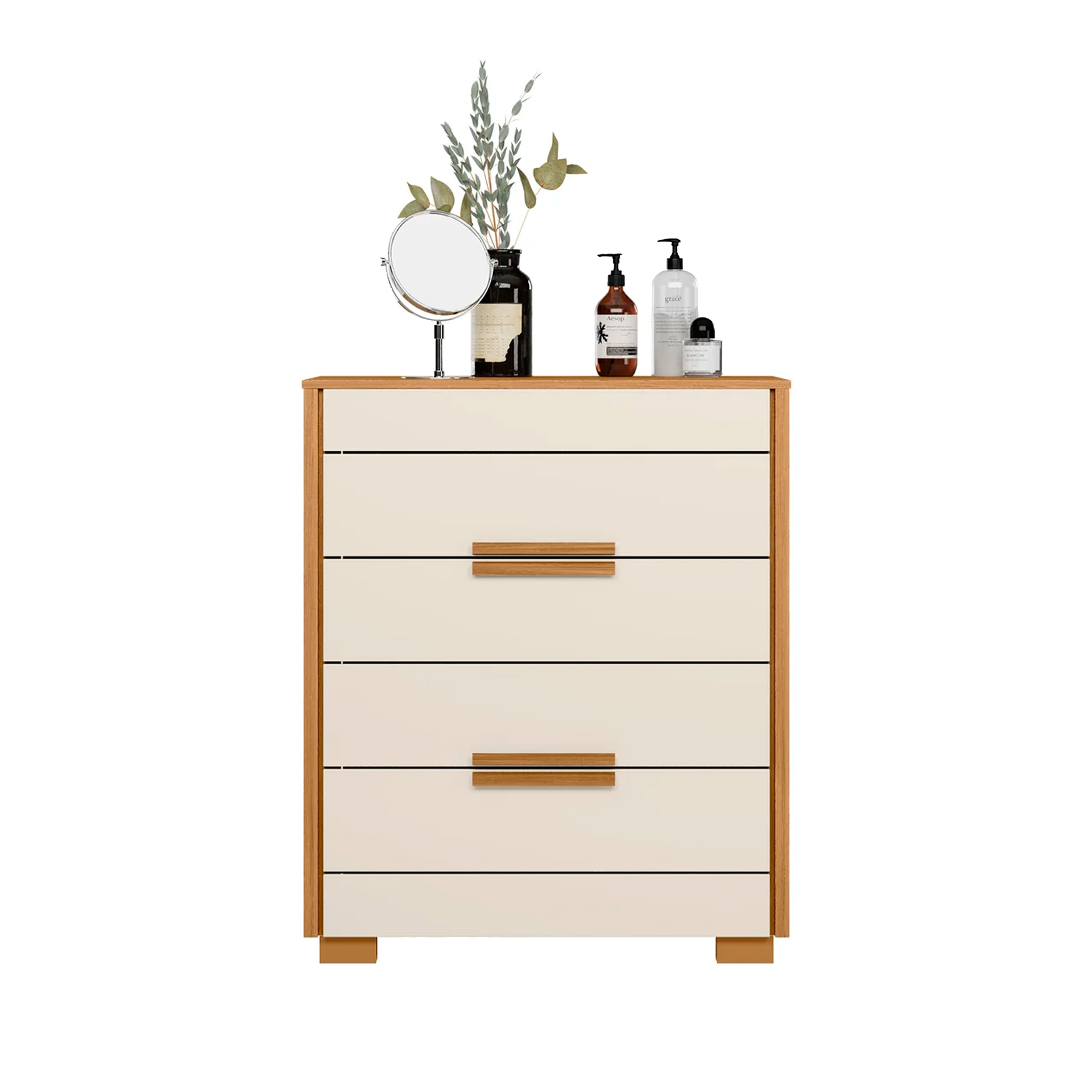 Dhara 4-Drawer Dresser in Freijo/Off White - Modern Wooden Storage Cabinet for Bedroom & Living Room | DJ Muebles Furniture Collection