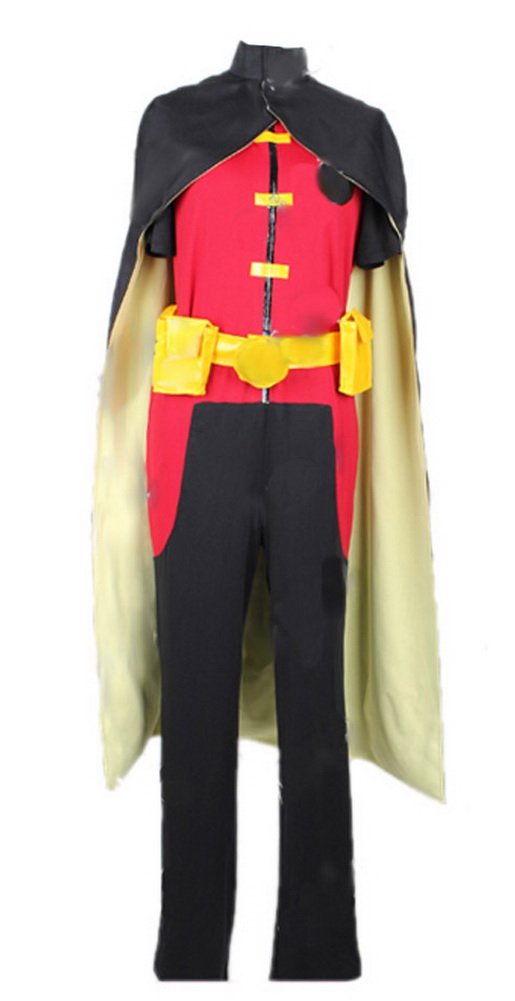 Kids Robin Cosplay Costume with Cape - Halloween Superhero Outfit for Boys & Girls, XXL Black | Perfect for Halloween Parties, Dress-Up & Comic Con Events