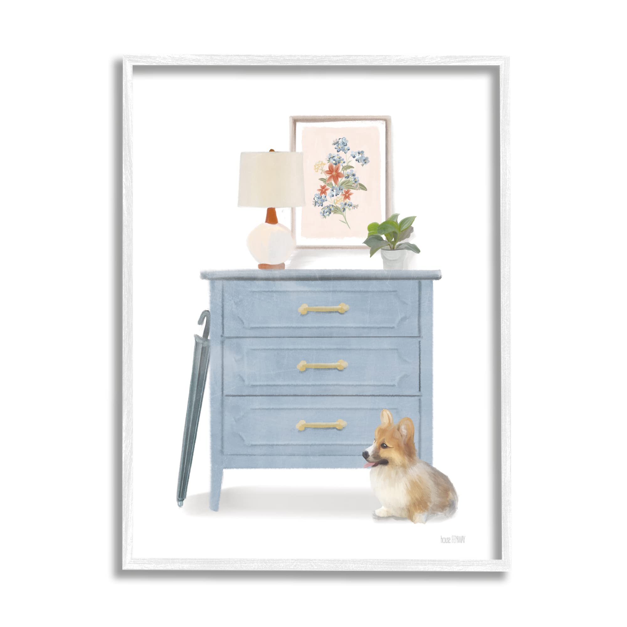 Stupell Industries Traditional Chic Wardrobe Still Life Pet Corgi Dog Wall Art - House Fenway Design - Perfect for Living Room, Bedroom & Nursery Decor