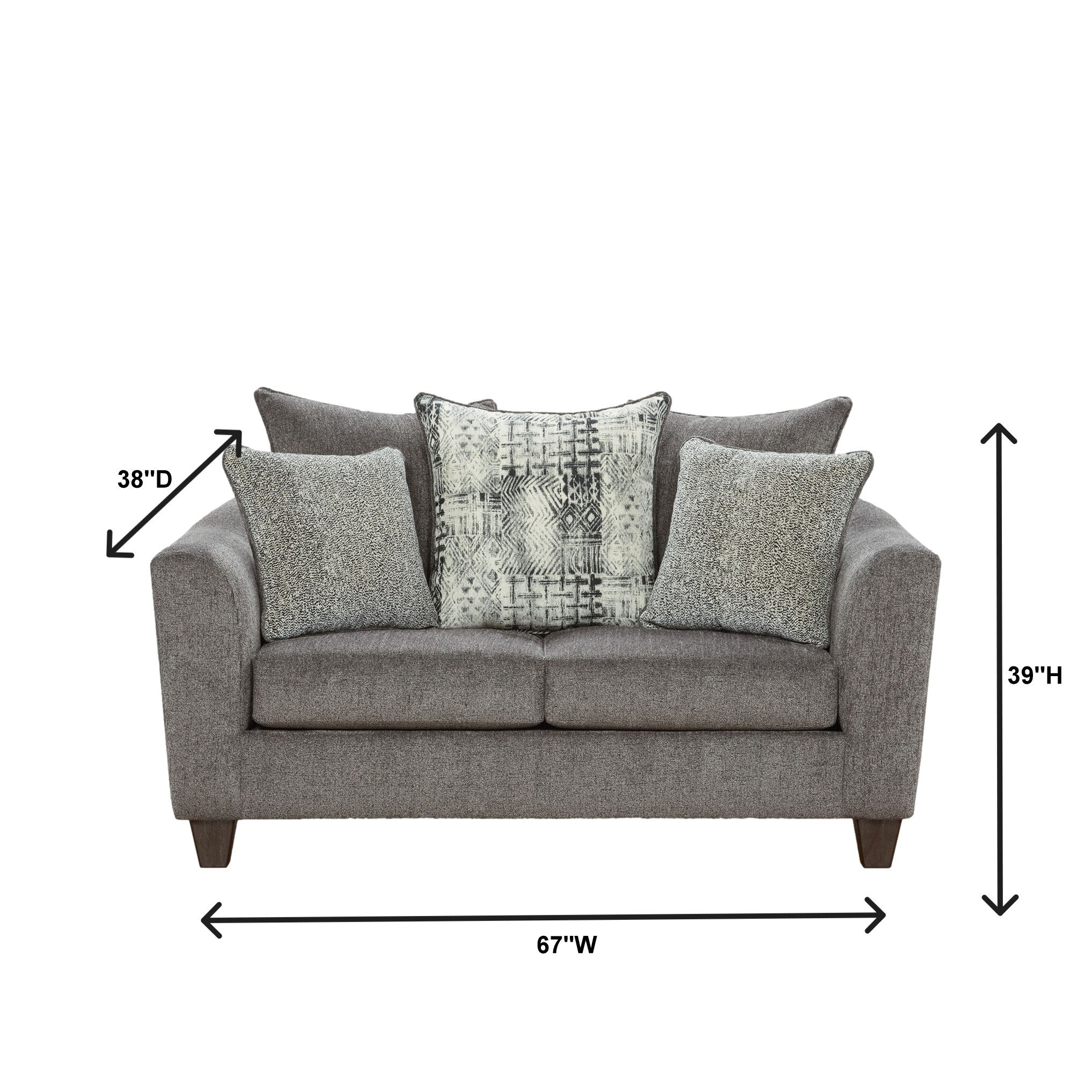 Davoz Upholstered Loveseat Sofa - Modern Stationary 2-Seater Couch with Soft Fabric in Slate Gray | Perfect for Living Room, Apartment & Small Spaces