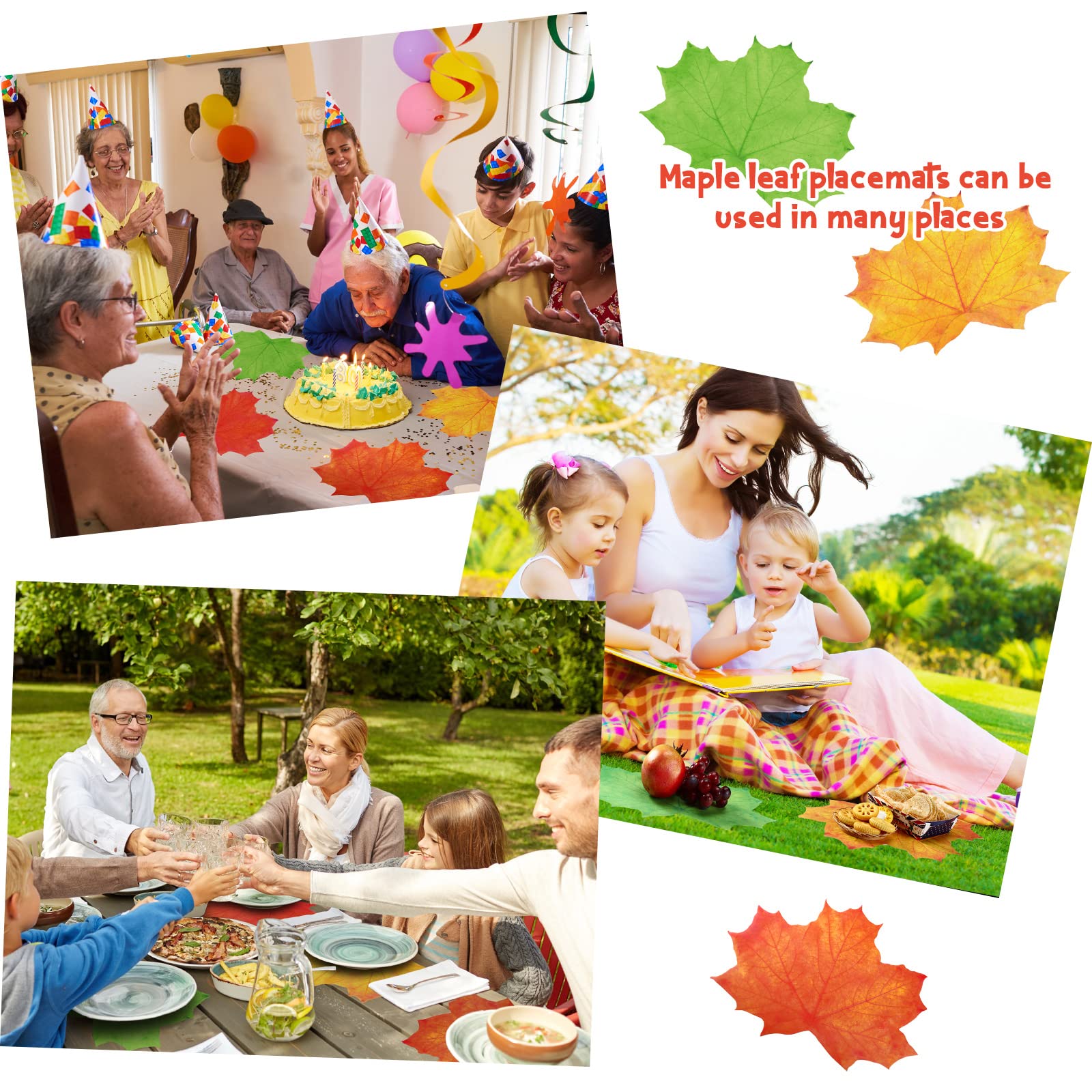 48 Pcs Thanksgiving Fall Leaf Placemats - Disposable Maple Leaf Paper Table Mats 14