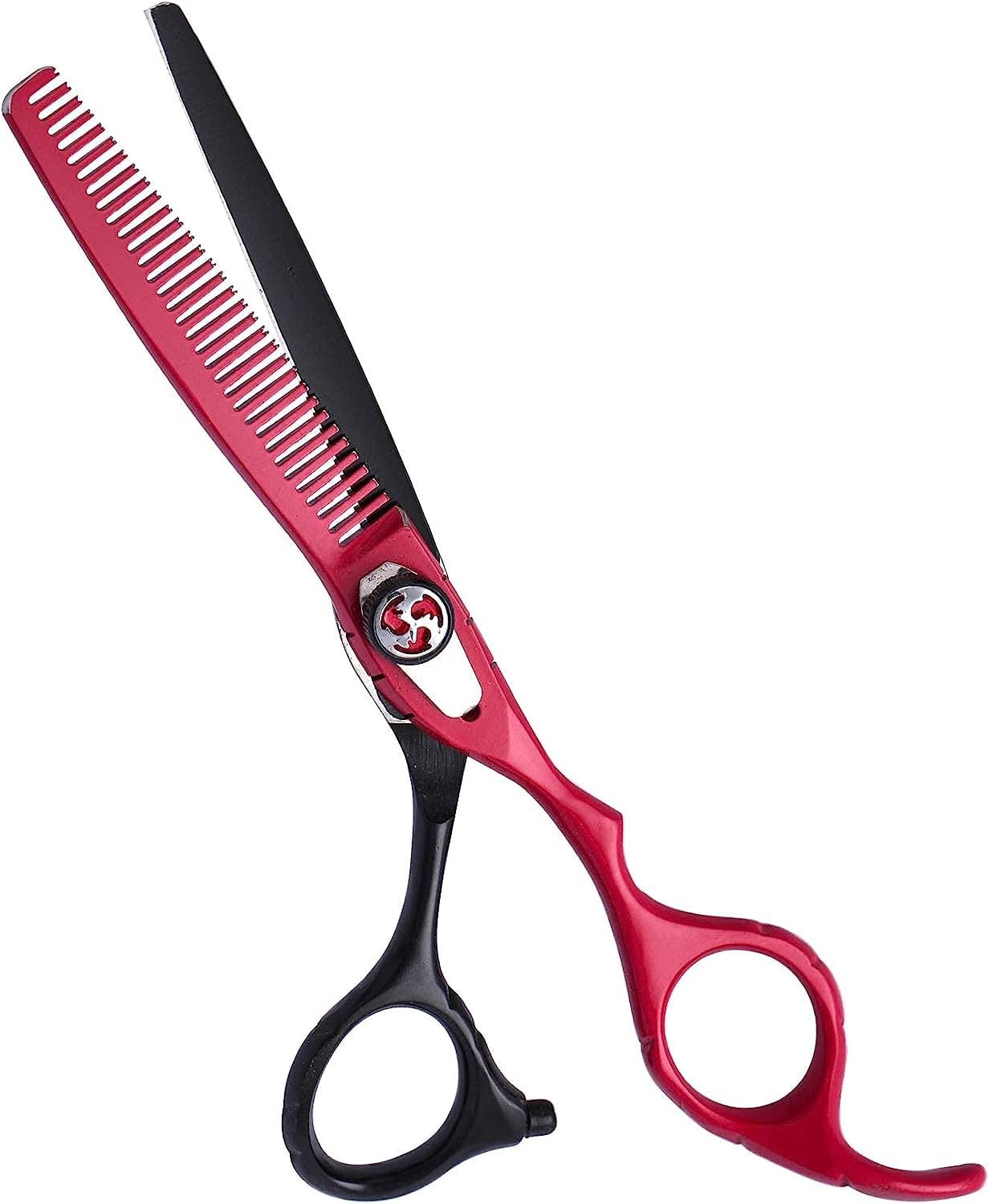 Professional Hair Cutting Scissors 6 Inch - Salon Barber Shears for Adults & Kids, Stainless Steel Hairdressing Scissors with Safety Tips (Red) - Perfect for Home Haircuts, Styling & Professional Salon Use
