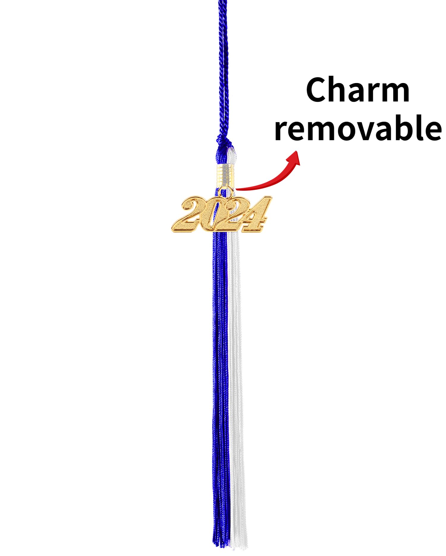 2024 Graduation Tassels - Blue & White Cap Decorations for High School & College Graduates (10 Pack) - Perfect for Commencement Ceremonies, Photo Props & Keepsakes