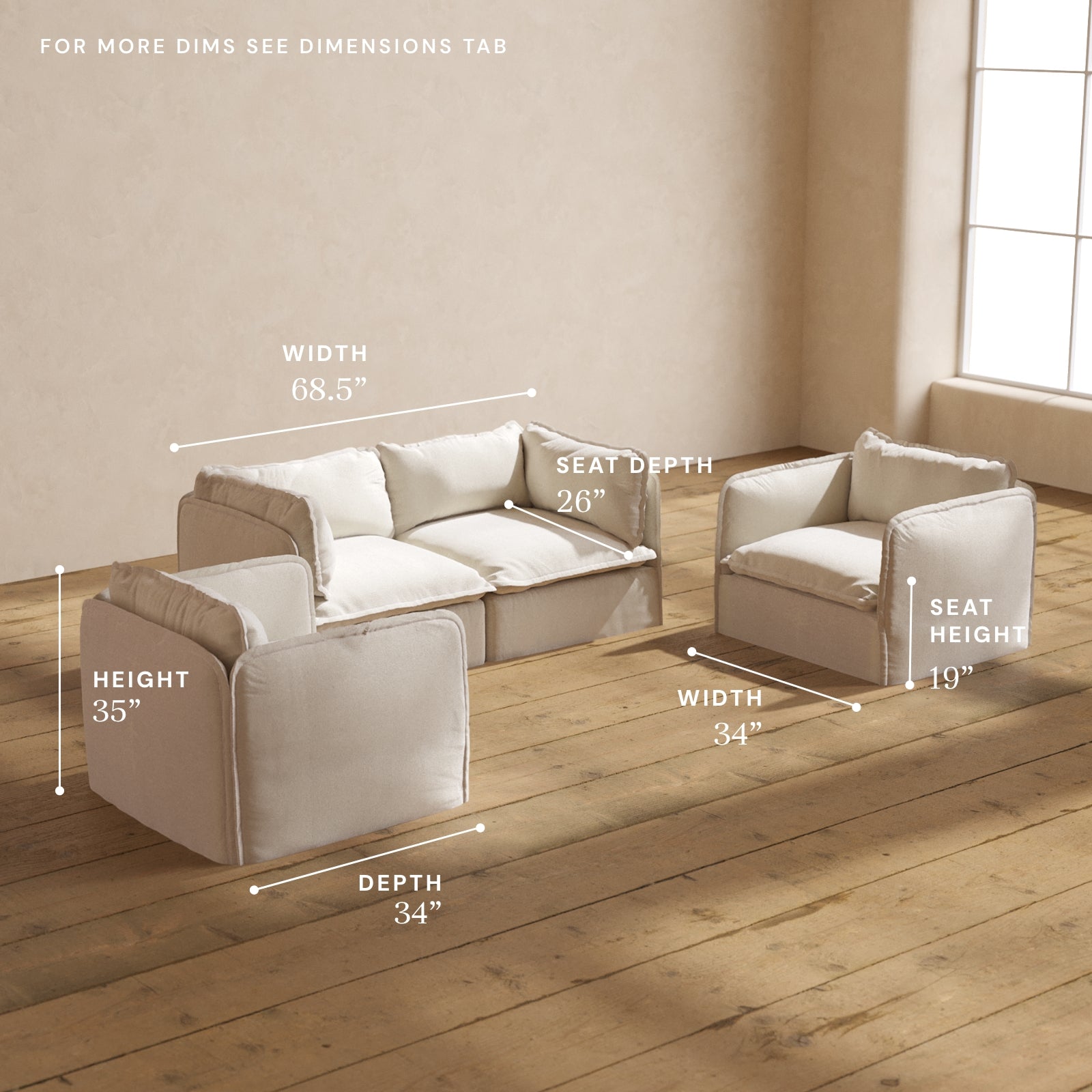 Premium Modular 2-Seater Sofa & Armchair Set in Luxe Fabric | Modern Living Room Furniture for Small Spaces | Perfect for Apartments, Condos & Cozy Home Decor