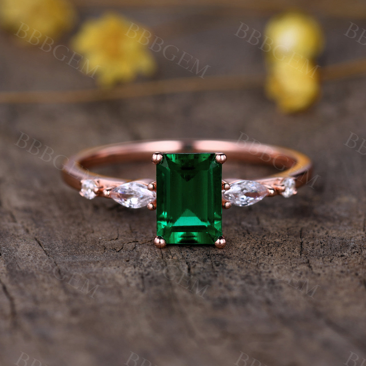 1CT Emerald Cut Lab-Created Moissanite Ring in Rose Gold – Perfect for Engagement, Wedding, Anniversary & Everyday Elegance